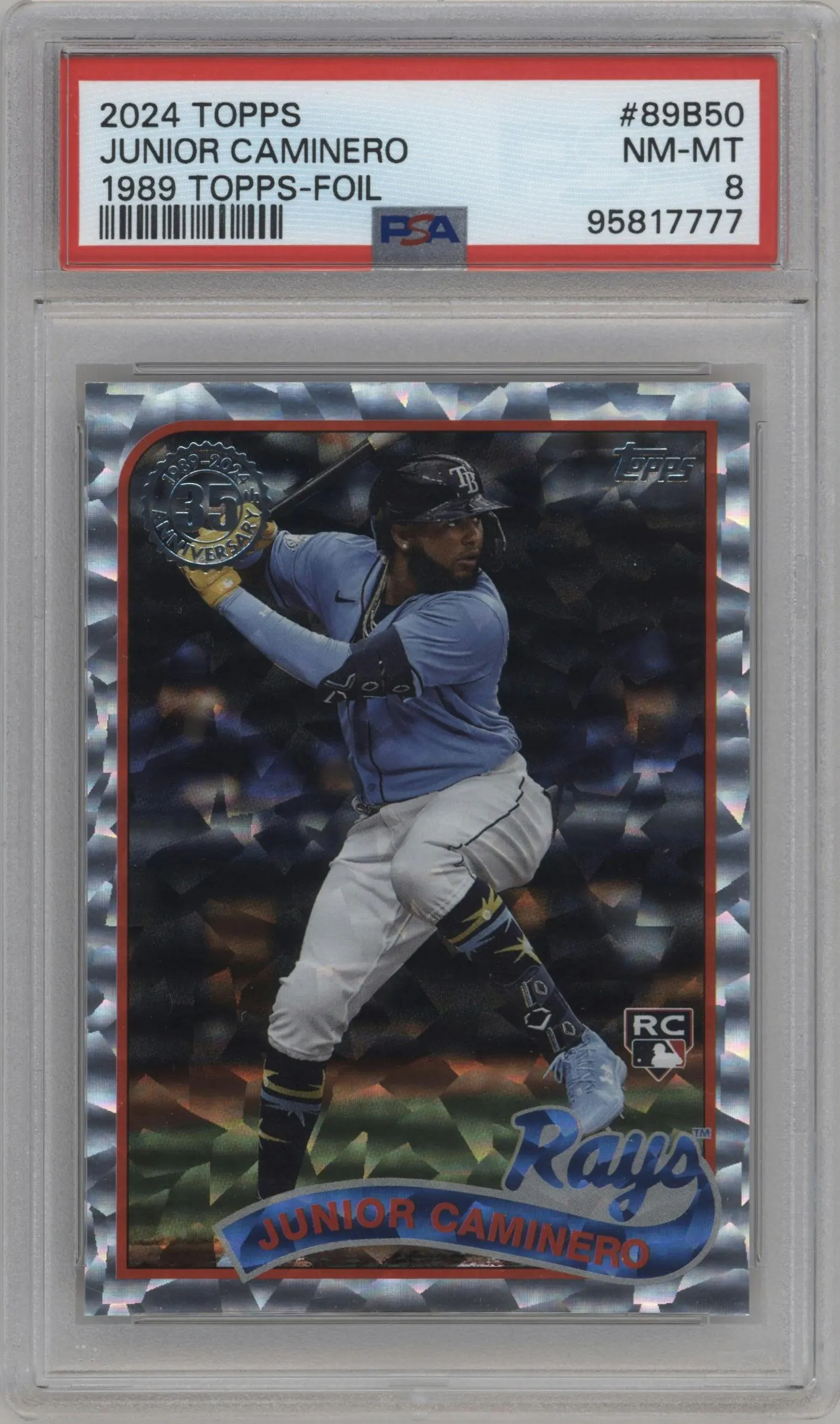 2024 Topps 1989 Junior Caminero Mega Box Foil #89B-50 PSA 8