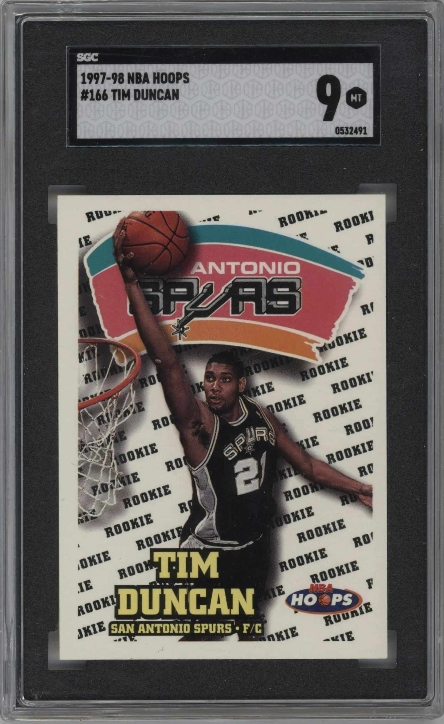 1997 NBA Hoops Tim Duncan #166 SGC 9