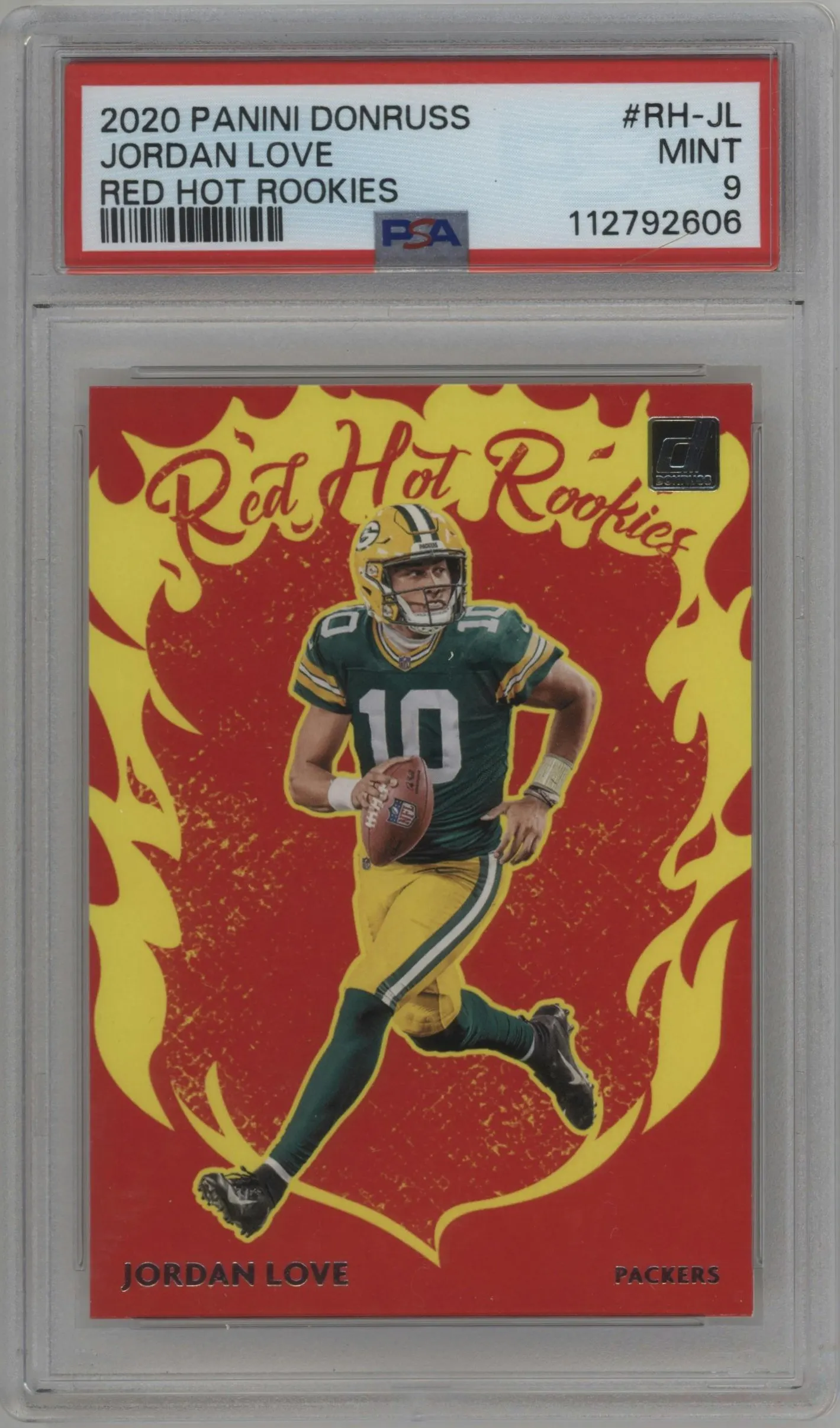 2020 Panini Donruss Red Hot Rookies Jordan Love #RH-JL PSA 9