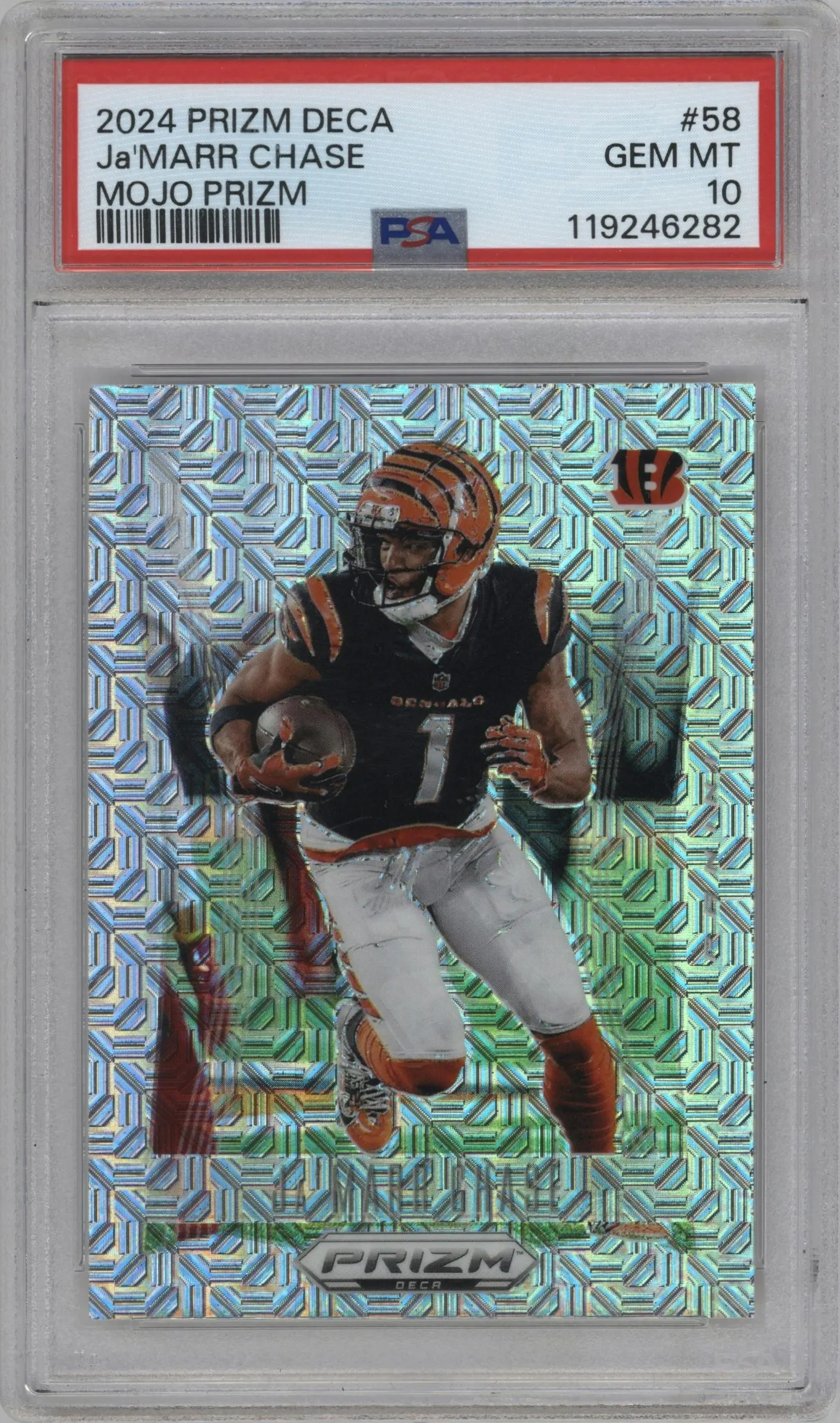 2024 Panini Prizm Deca Ja’Marr Chase Mojo Prizm #58 PSA 10