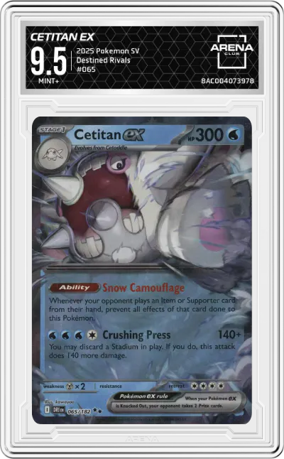 2025 Pokemon SV Destined Rivals Cetitan ex #065 ARENA CLUB 9.5