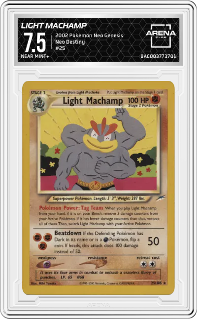 2002 Pokemon Neo Genesis Neo Destiny Light Machamp ARENA CLUB 7.5