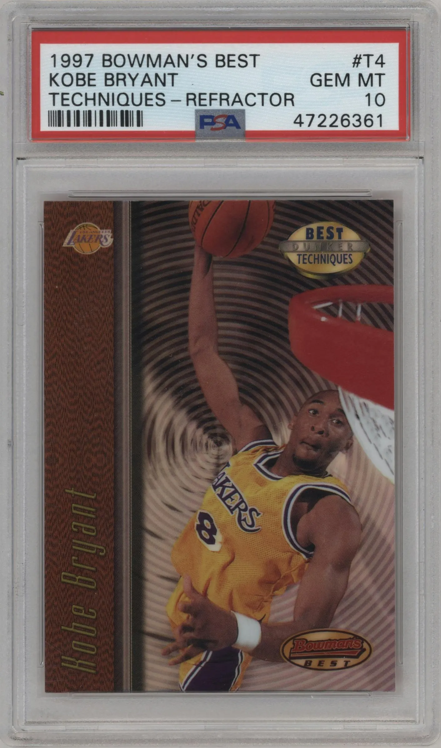 1997 Bowman's Best Techniques Kobe Bryant Refractor #T4 PSA 10