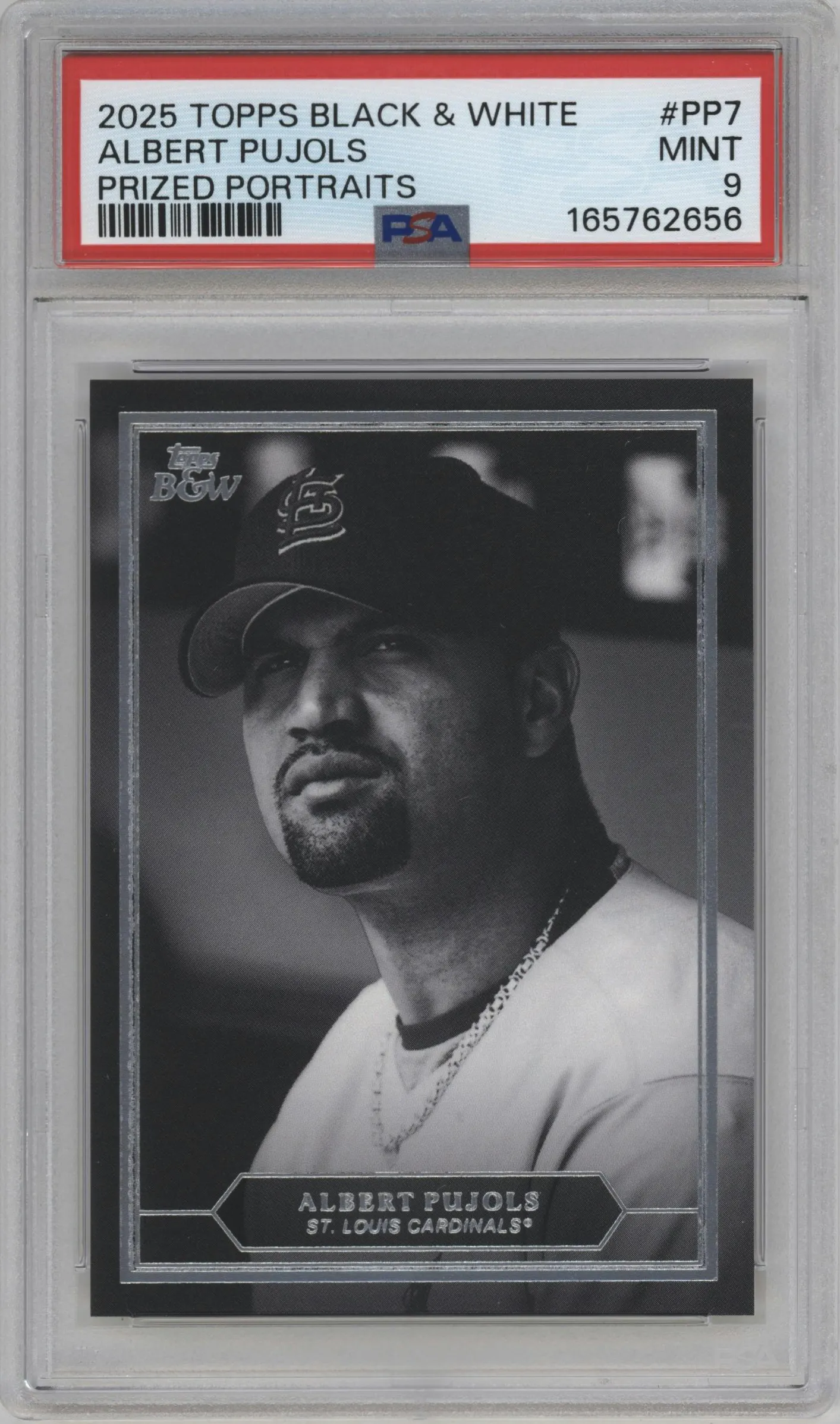 2025 Topps Black & White Prized Portraits Albert Pujols #PP7 PSA 9