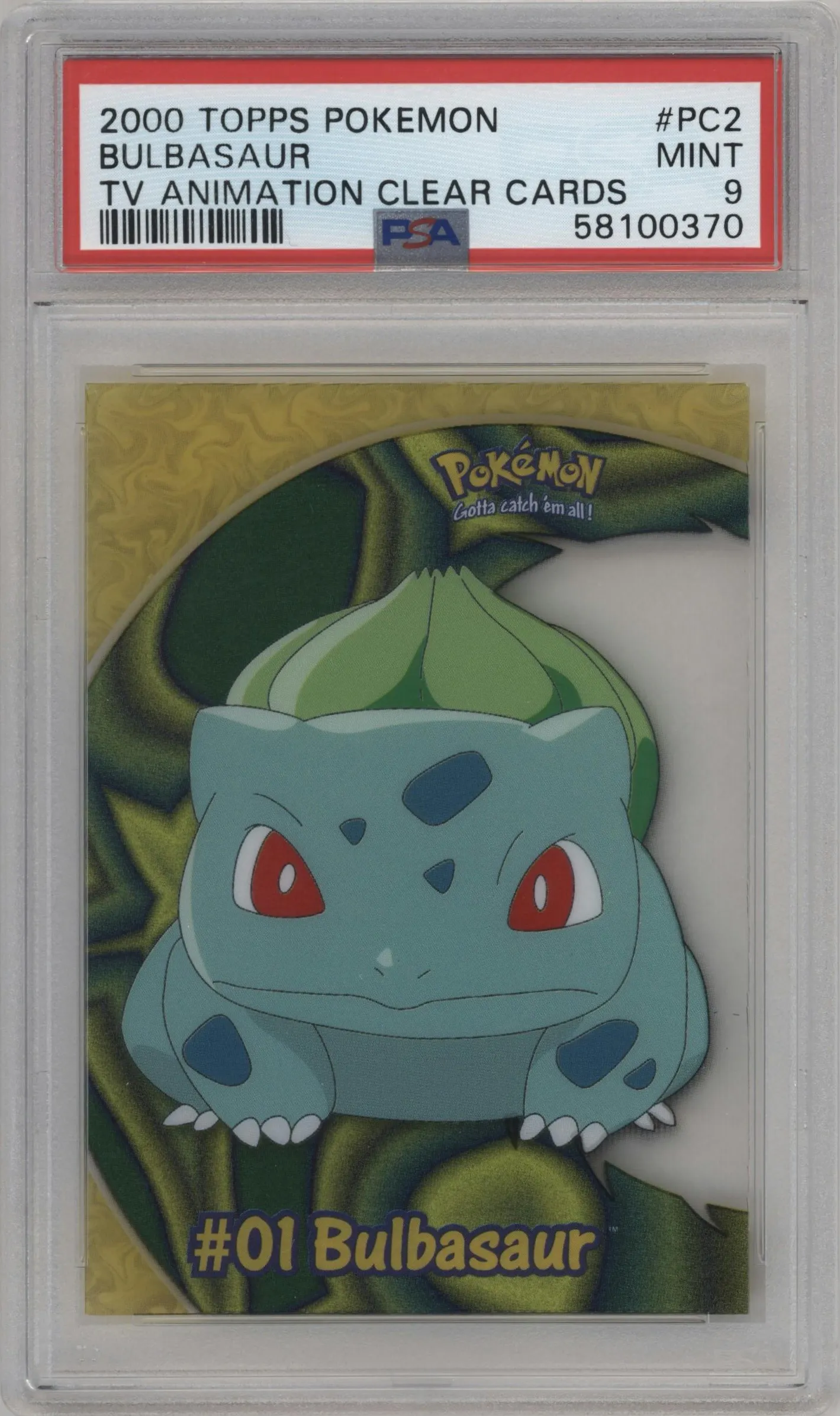 2000 Pokemon Topps TV S2 Animation Clear Bulbasaur #PC2 PSA 9