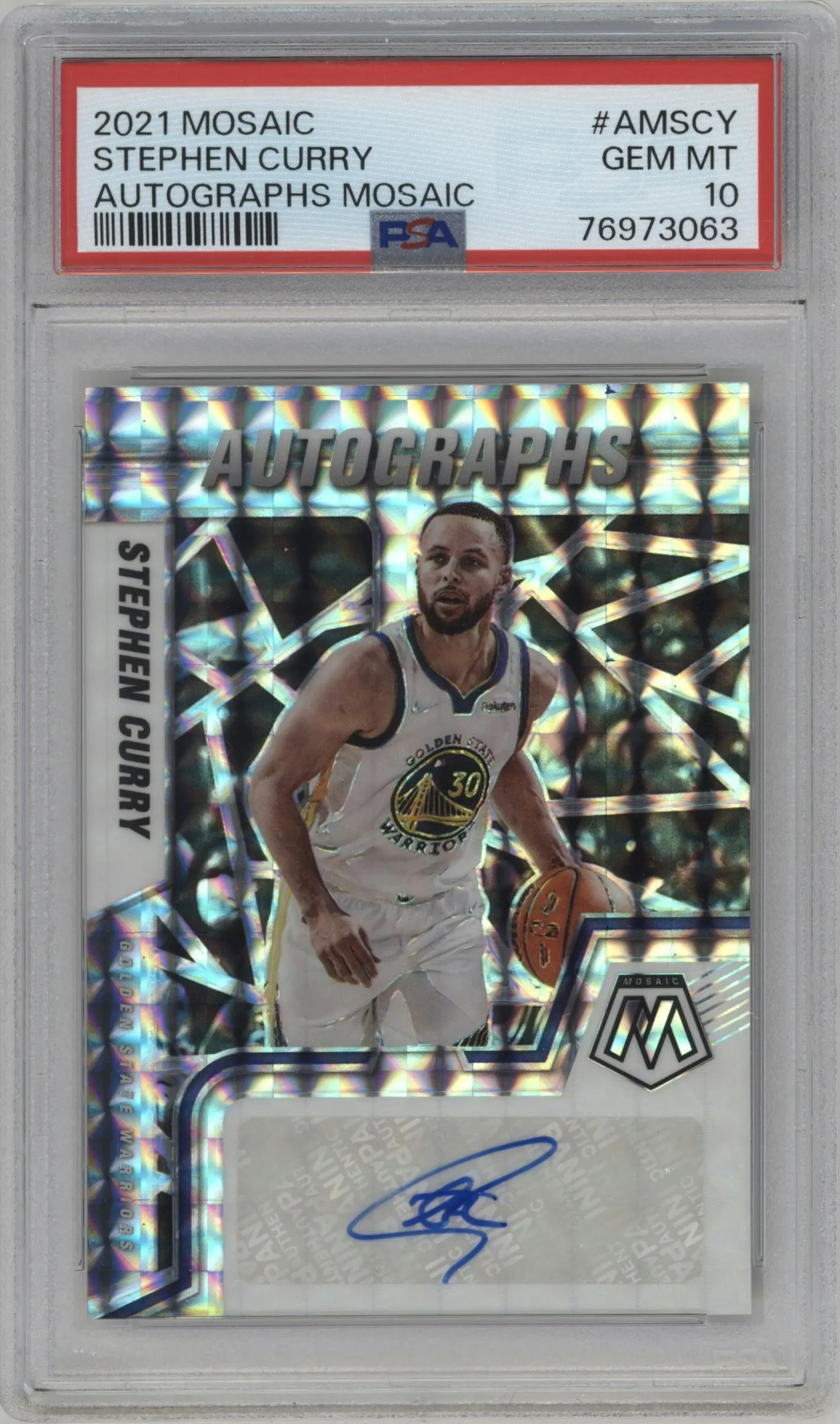 2021 Panini Mosaic Auto Stephen Curry #AM-SCY PSA 10