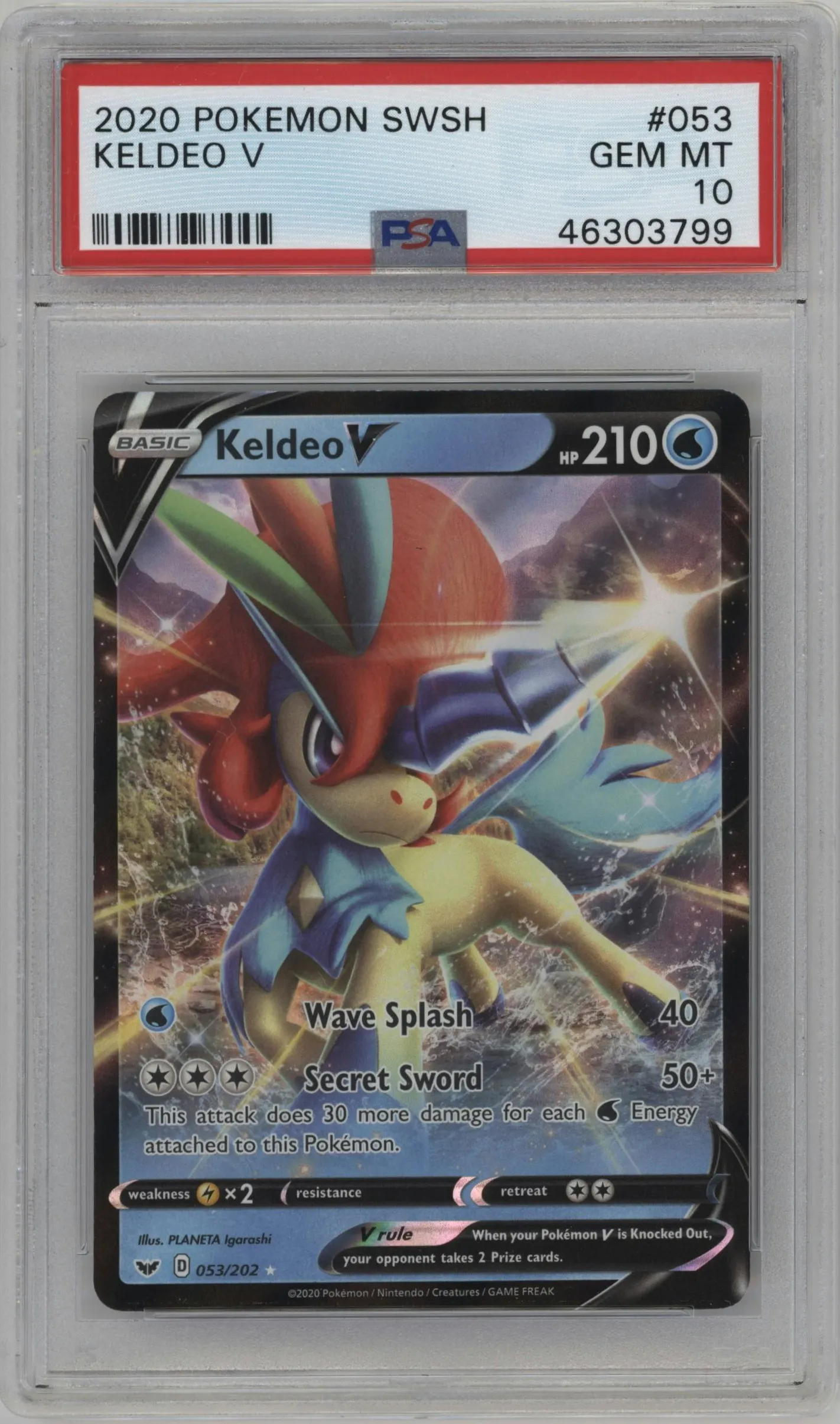 2020 Pokemon SWSH Keldeo V #053 PSA 10