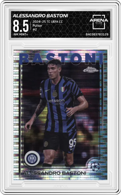 2024 Topps Chrome UEFA Club Competitions Alessandro Bastoni Pulsar Refractor ARENA CLUB 8.5