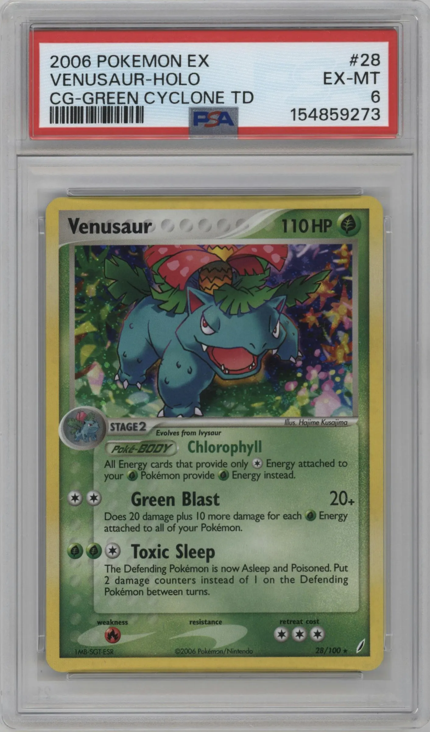 2006 Pokemon EX Crystal Guardians Venusaur Green Cyclone Theme Deck exclusive #28 PSA 6