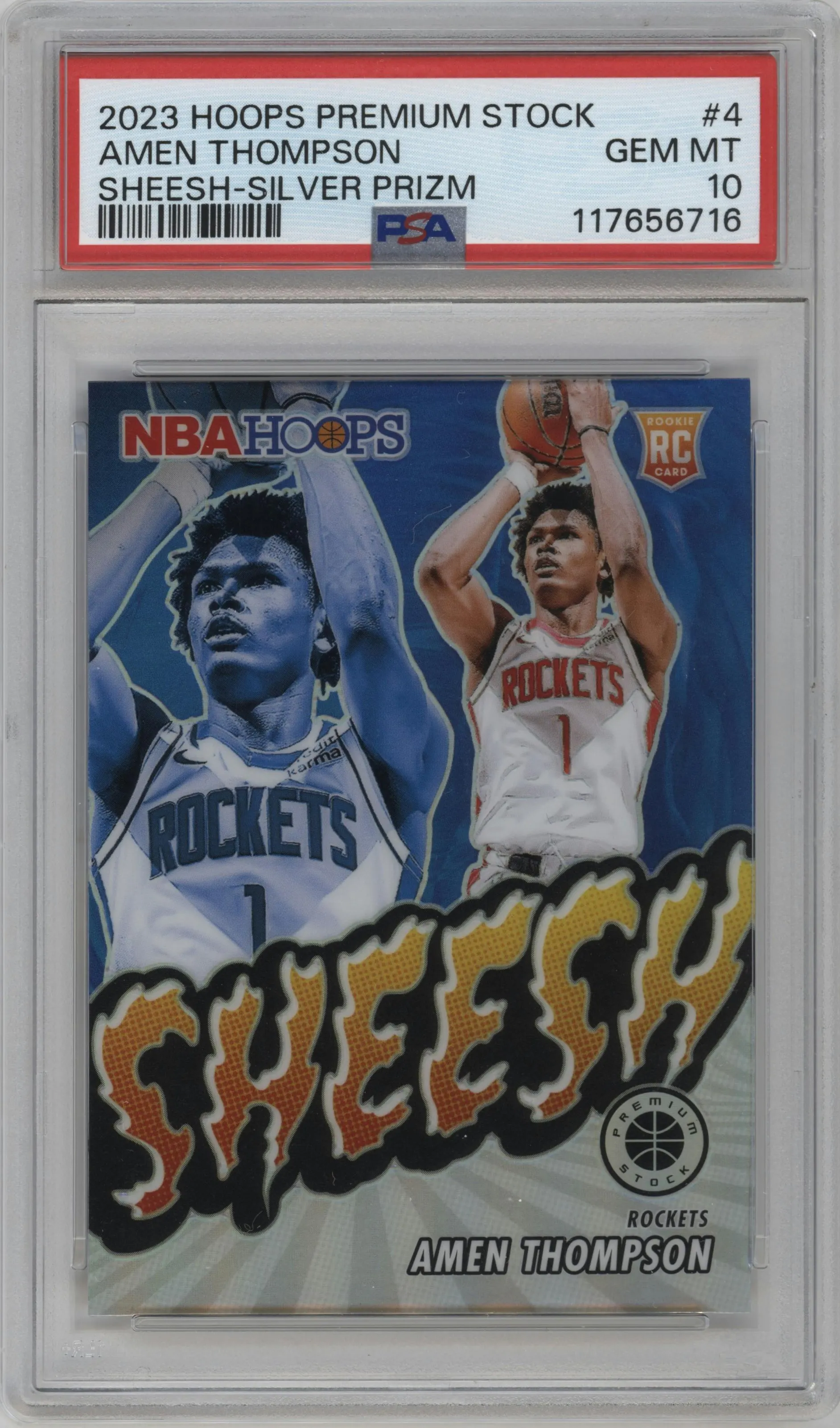 2023 Panini Hoops Premium Stock Sheesh Amen Thompson Silver Prizm #4 PSA 10