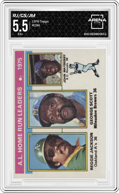 1976 Topps Reggie Jackson/George Scott/John Mayberry ARENA CLUB 5.5
