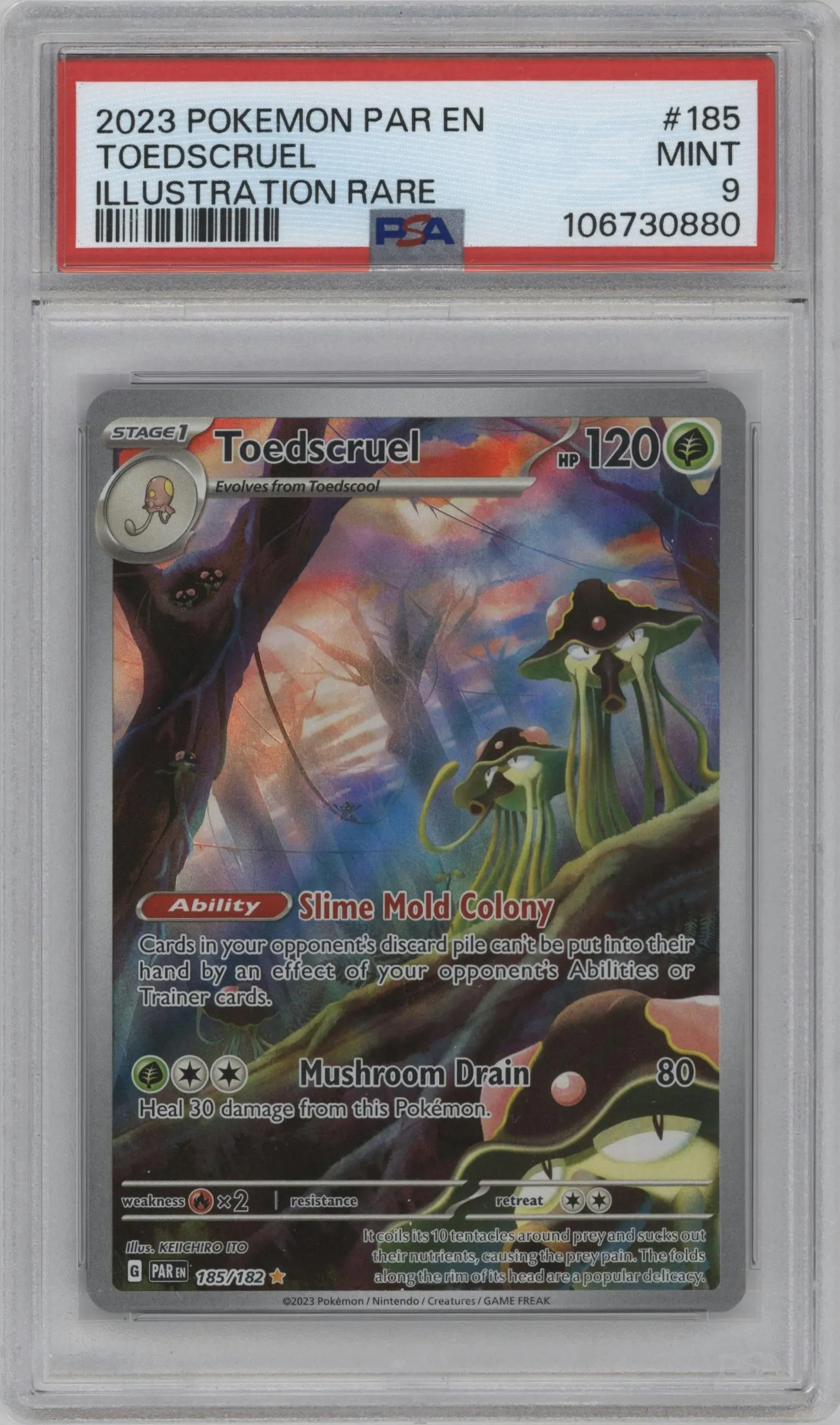 2023 Pokemon SV Paradox Rift Toedscruel #185 PSA 9