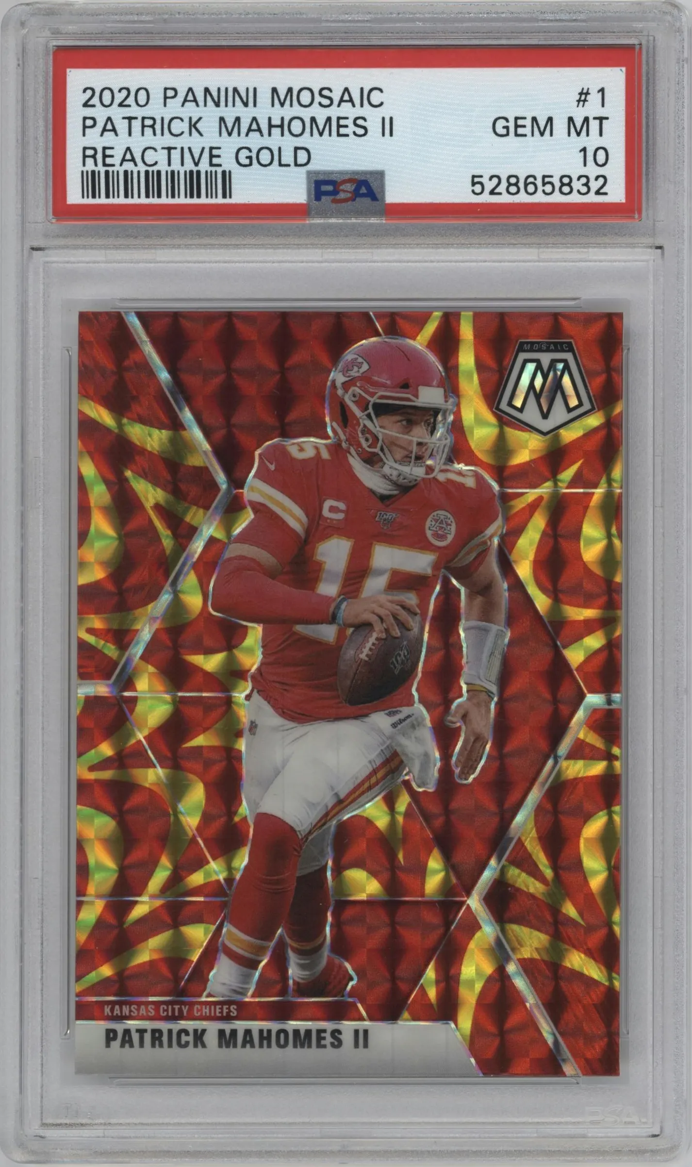 2020 Panini Mosaic Patrick Mahomes II Reactive Gold #297 PSA 10