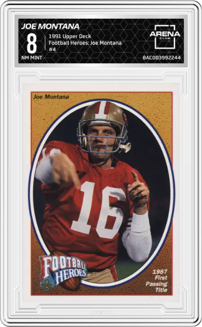 1991 Upper Deck Football Heroes: Joe Montana Joe Montana #4 ARENA CLUB 8