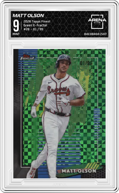 2026 Topps Finest Matt Olson Green X-Fractor #28 ARENA CLUB 9