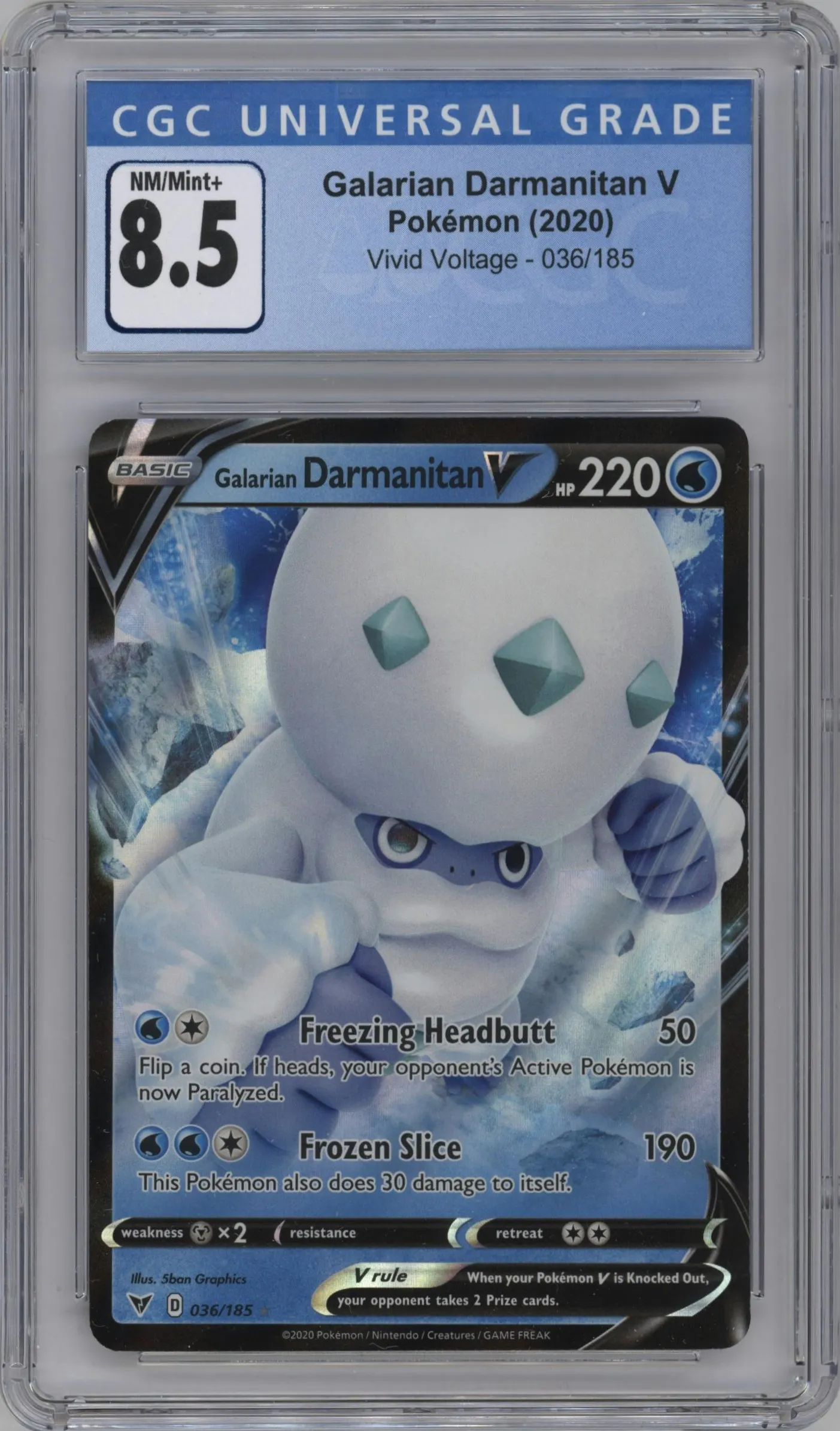 2020 Pokemon SWSH Vivid Voltage Galarian Darmanitan V #036 CGC 8.5
