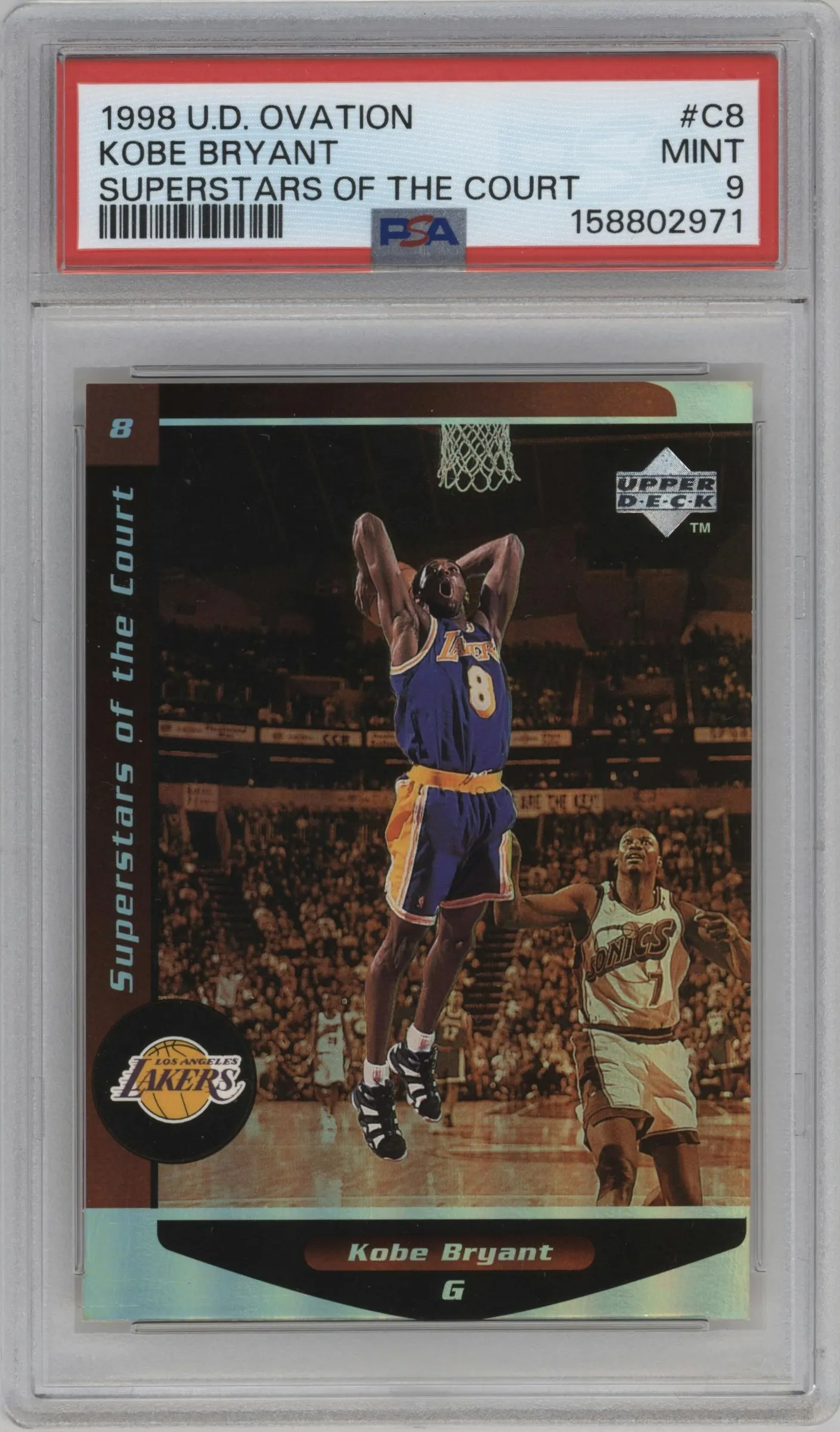1998 Upper Deck Ovation Superstars of the Court Kobe Bryant PSA 9