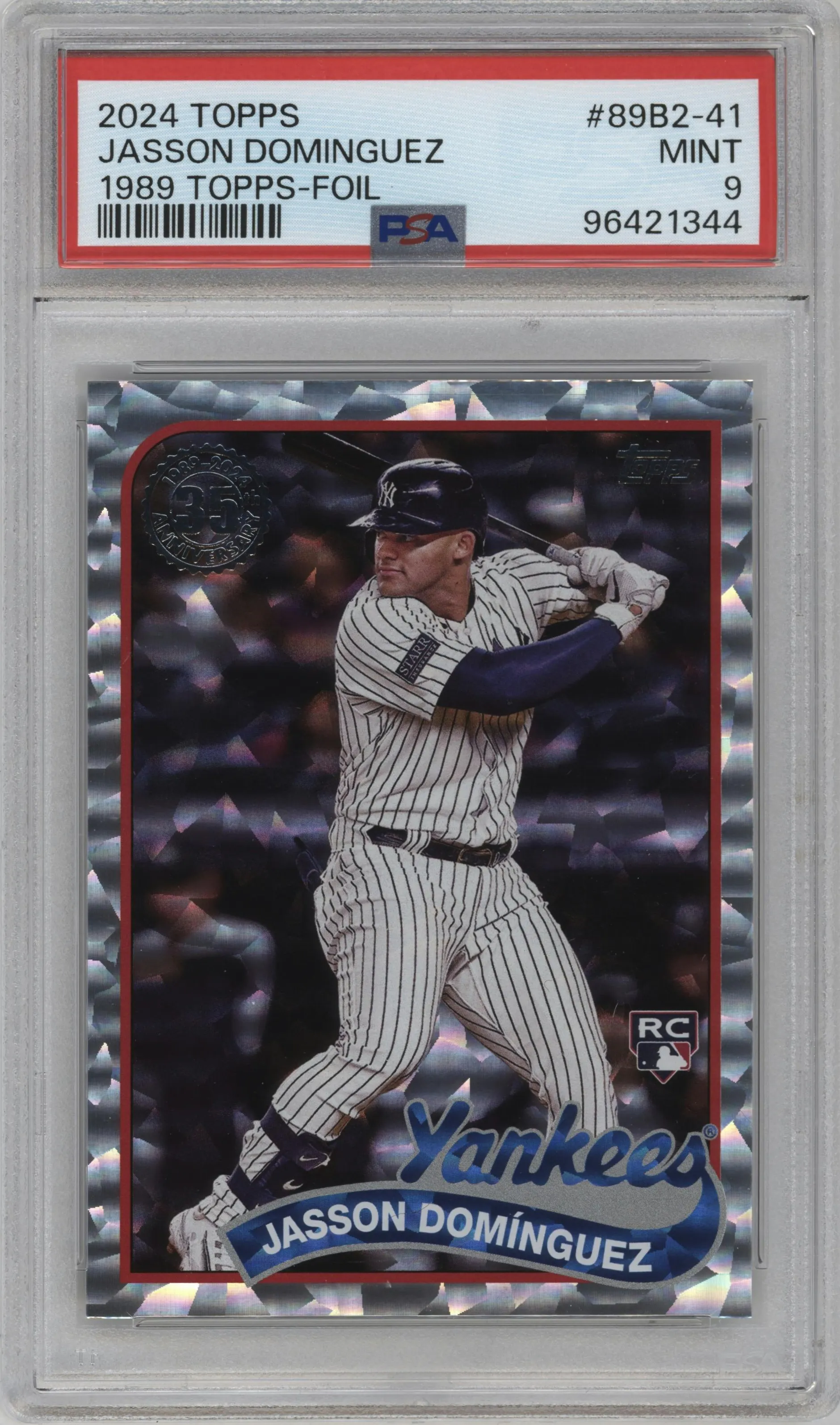 2024 Topps Series 2 Silver Pack 1989 35th Anniv. Jasson Dominguez Foil #89B2-41 PSA 9