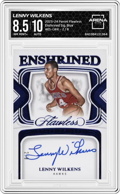 2023 Panini Flawless Enshrined Sig. Lenny Wilkens Blue #ES-LWK ARENA CLUB 8.5
