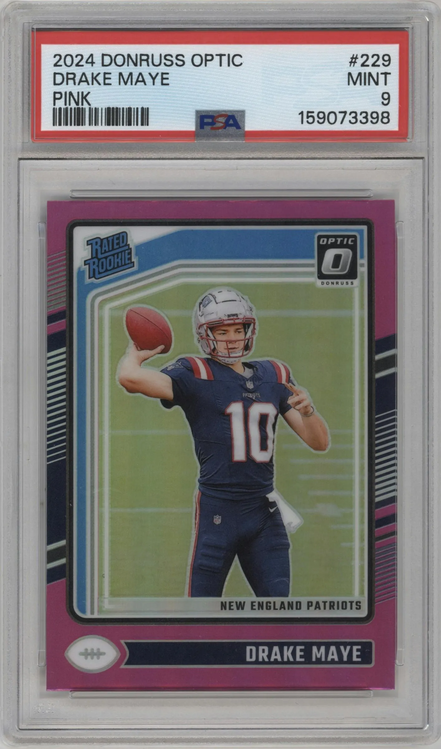 2024 Donruss Optic Rated Rookie Drake Maye Pink #229 PSA 9