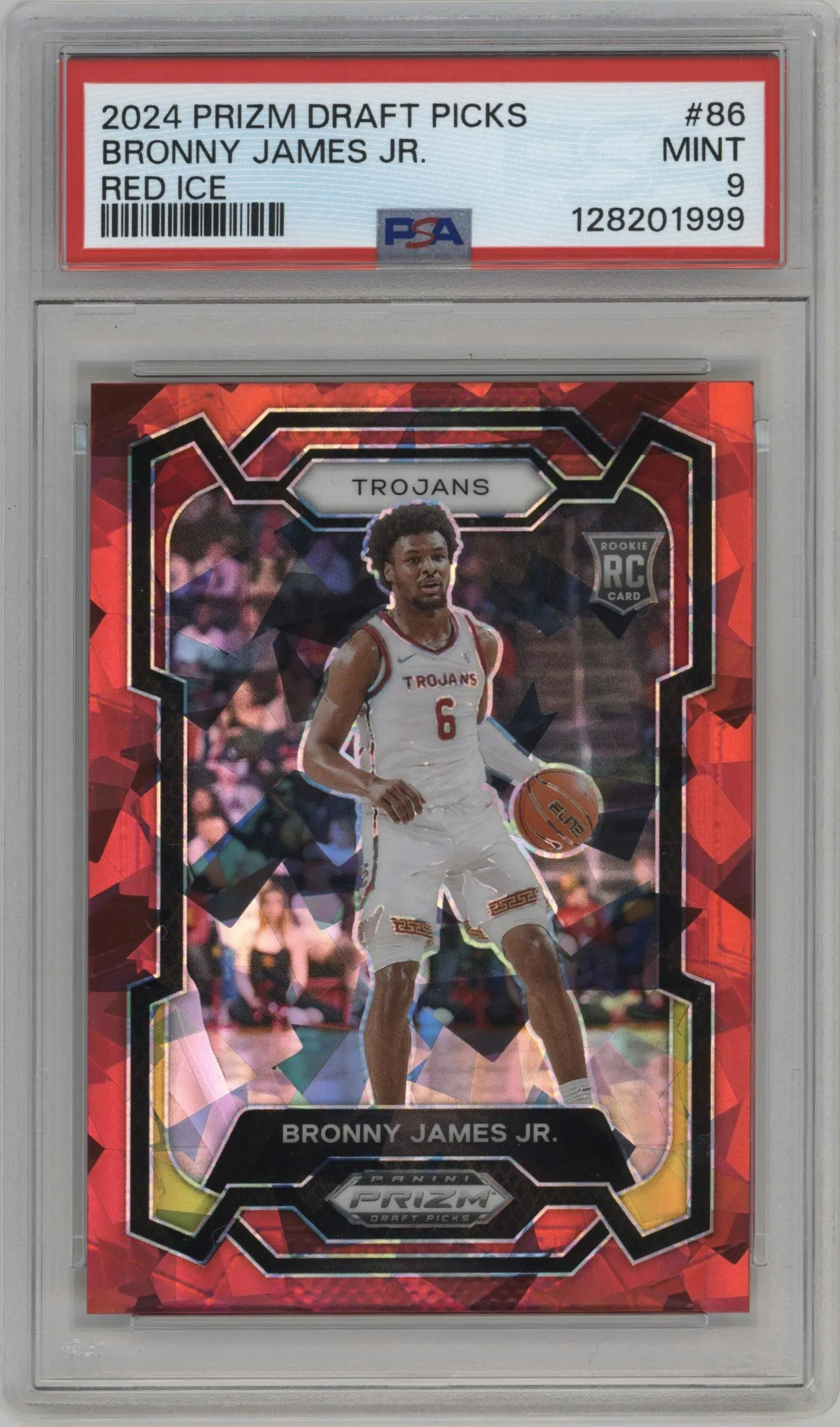 2024 Panini Prizm Draft Picks Bronny James Jr. Red Ice #86 PSA 9