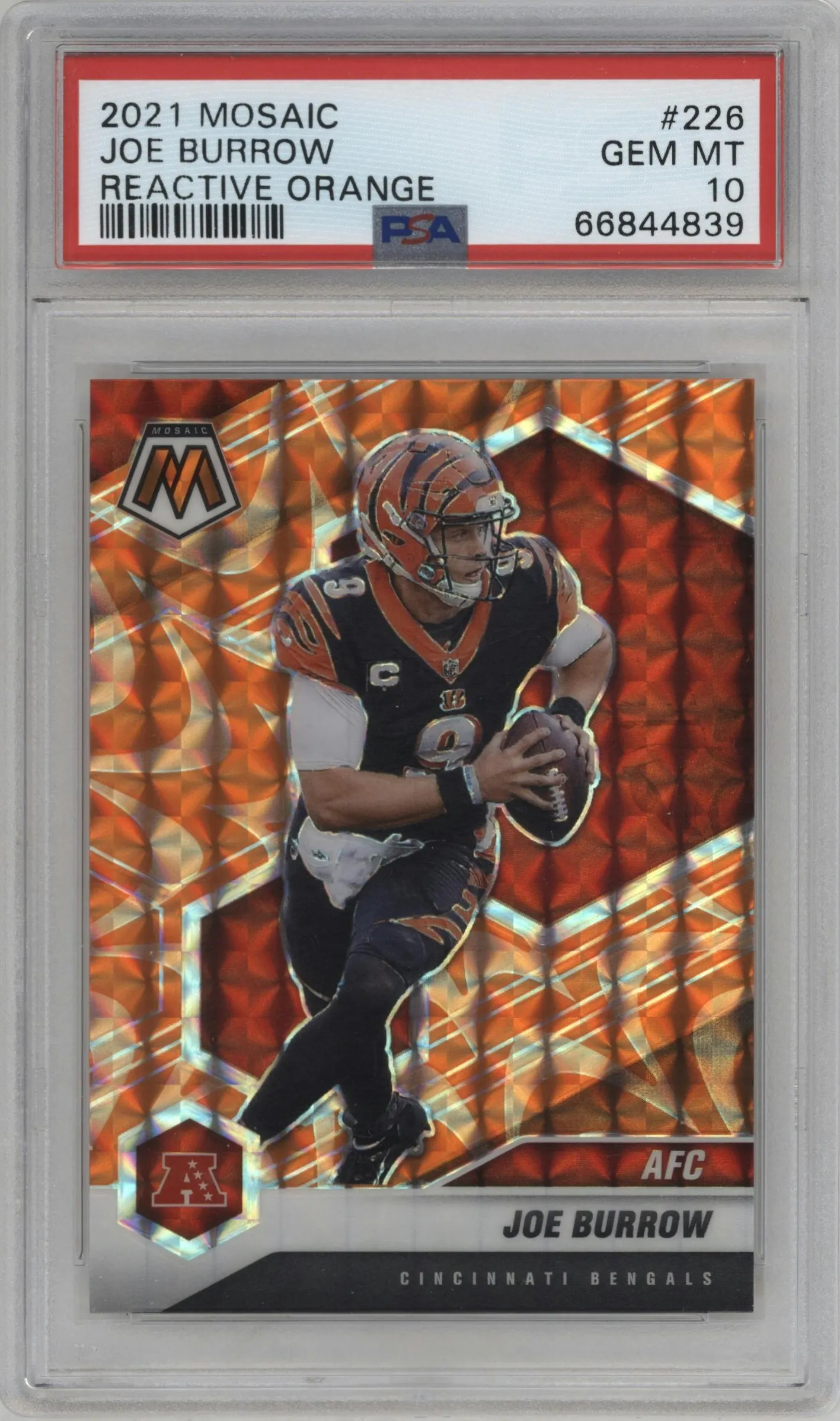 2021 Panini Mosaic Joe Burrow Reactive Orange #226 PSA 10