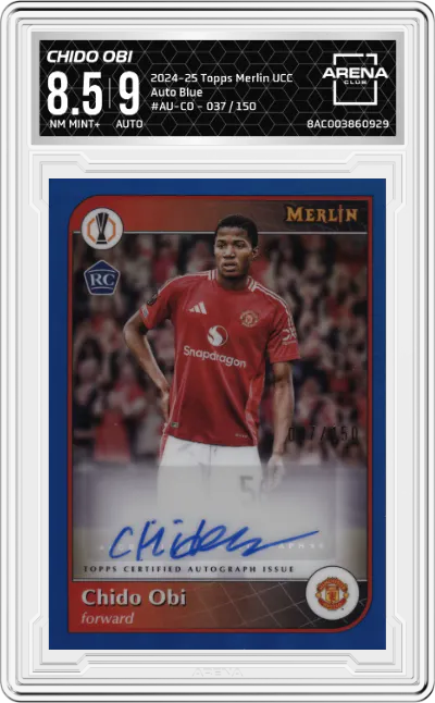 2024 Topps Merlin UEFA Club Competitions Auto Chido Obi Blue ARENA CLUB 8.5