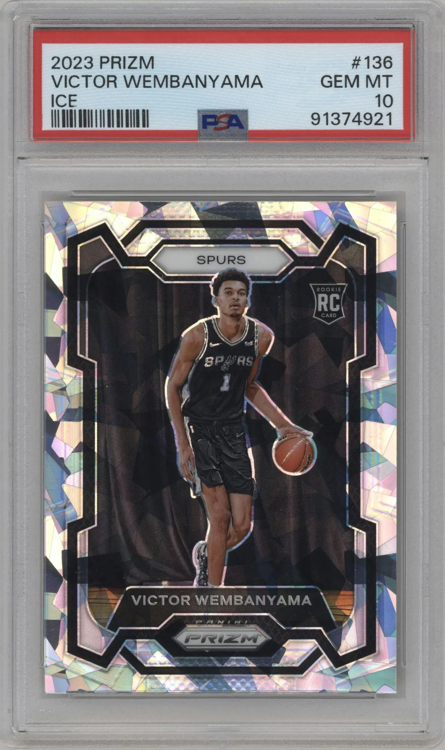 2023 Panini Prizm Victor Wembanyama Ice Prizm #136 PSA 10