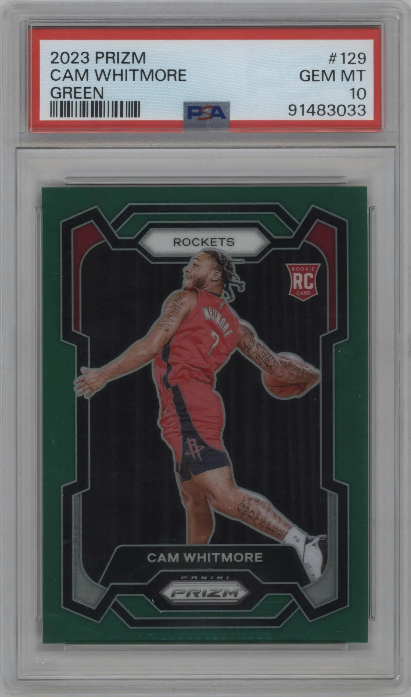2023 Panini Prizm Cam Whitmore Green Prizm #129 PSA 10
