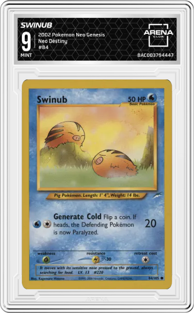 2002 Pokemon Neo Genesis Neo Destiny Swinub #84 ARENA CLUB 9