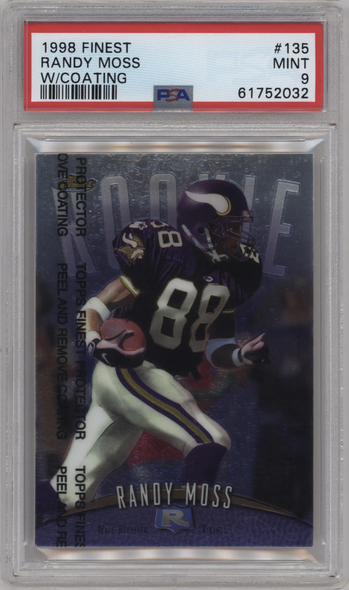 1998 Topps Finest Randy Moss W/ Coating #135 PSA 9