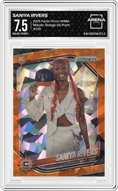 2025 Panini Prizm WNBA Rke.Var. Saniya Rivers Orange Ice Prizm ARENA CLUB 7.5
