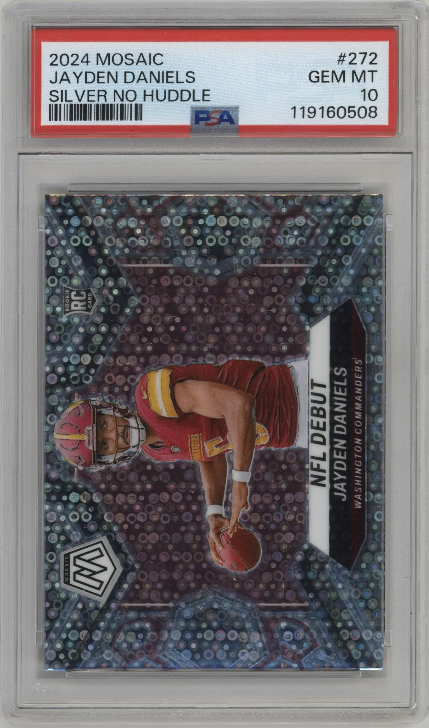 2024 Panini Mosaic Jayden Daniels No Huddle Silver #272 PSA 10