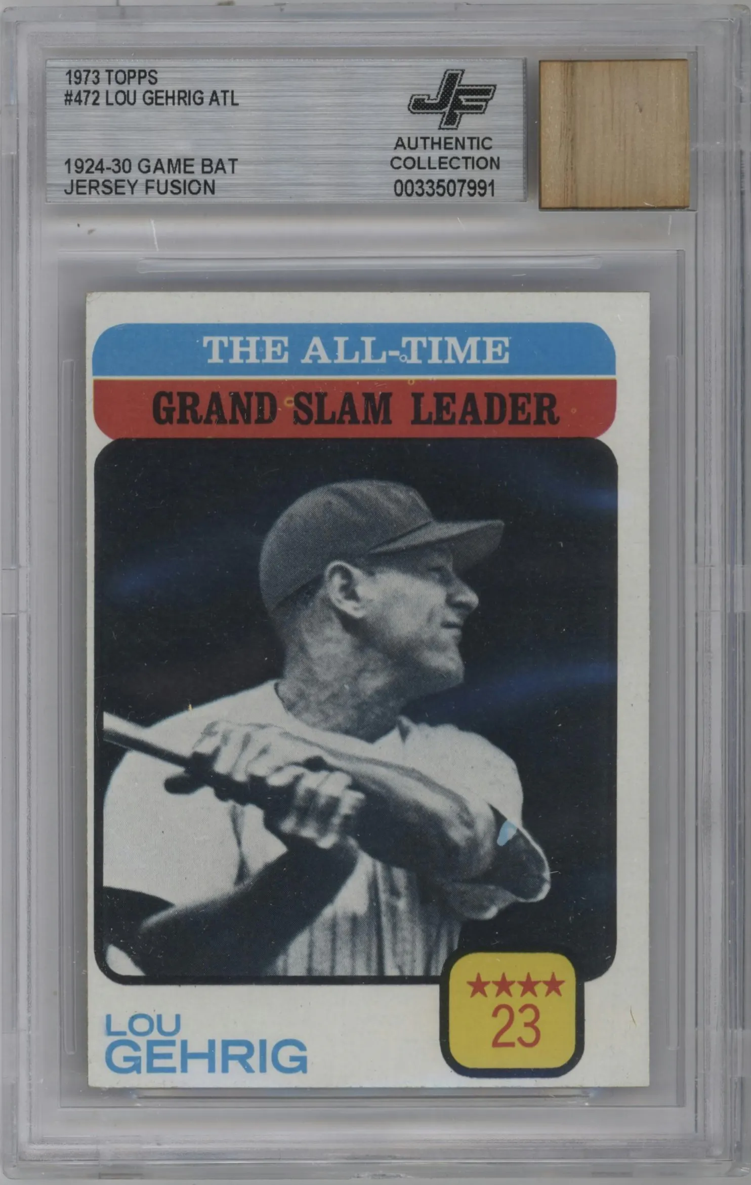 1973 Topps Lou Gehrig 1924-30 Game Bat BGS AUTHENTIC #472 BGS