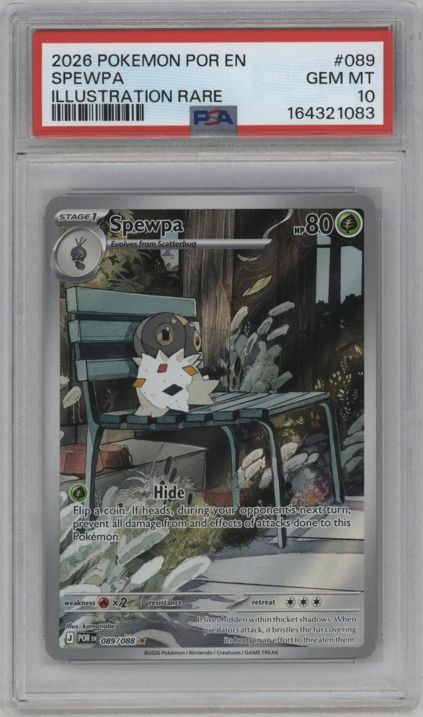 2026 Pokemon Mega Evolution Perfect Order Spewpa #089 PSA 10