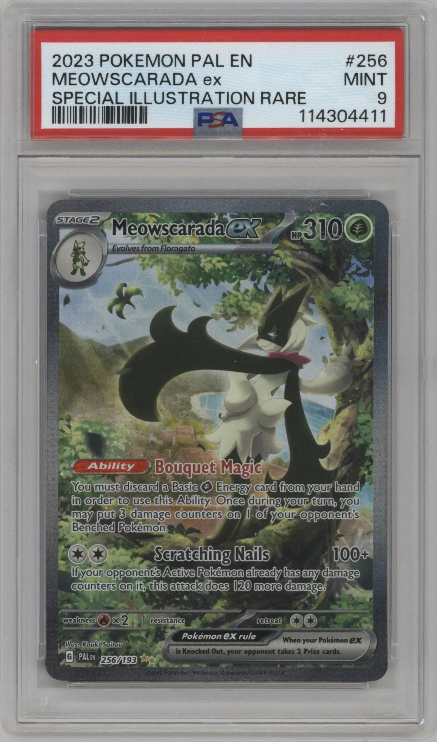 2023 Pokemon SV Paldea Evolved Meowscarada EX #256 PSA 9