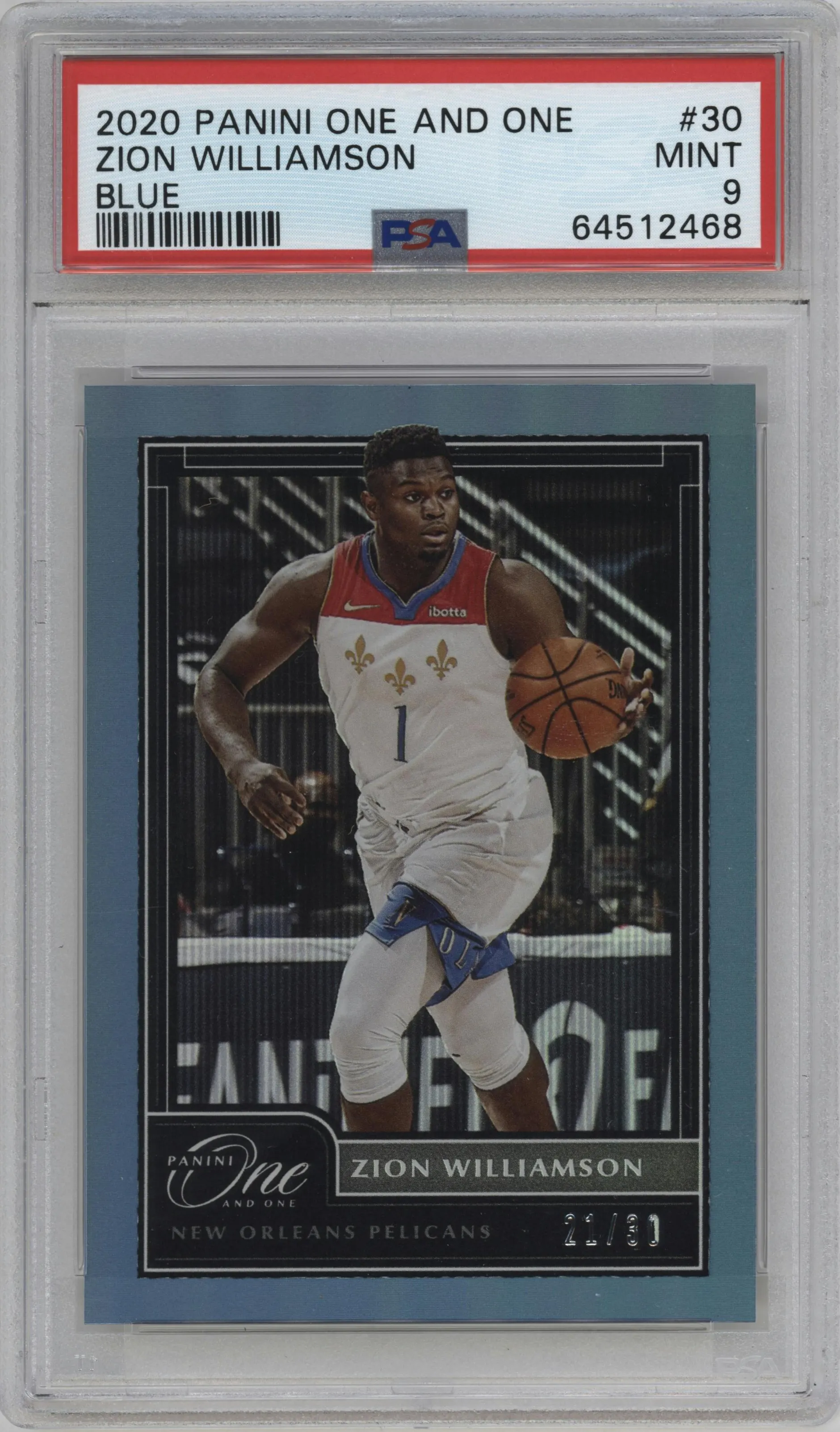 2020 Panini One and One Zion Williamson Blue PSA 9
