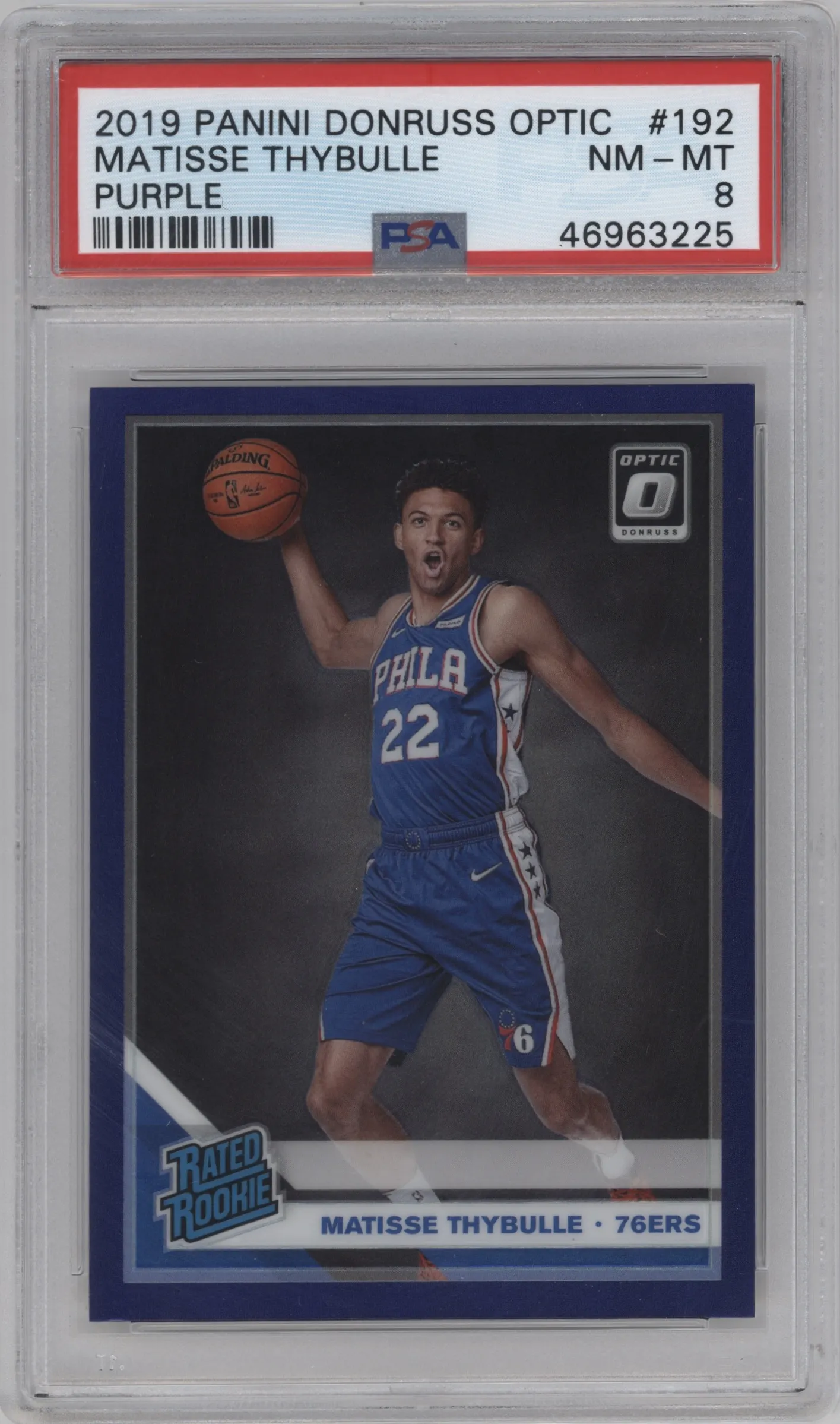 2019 Panini Donruss Optic Rated Rookie Matisse Thybulle Purple #192 PSA 8
