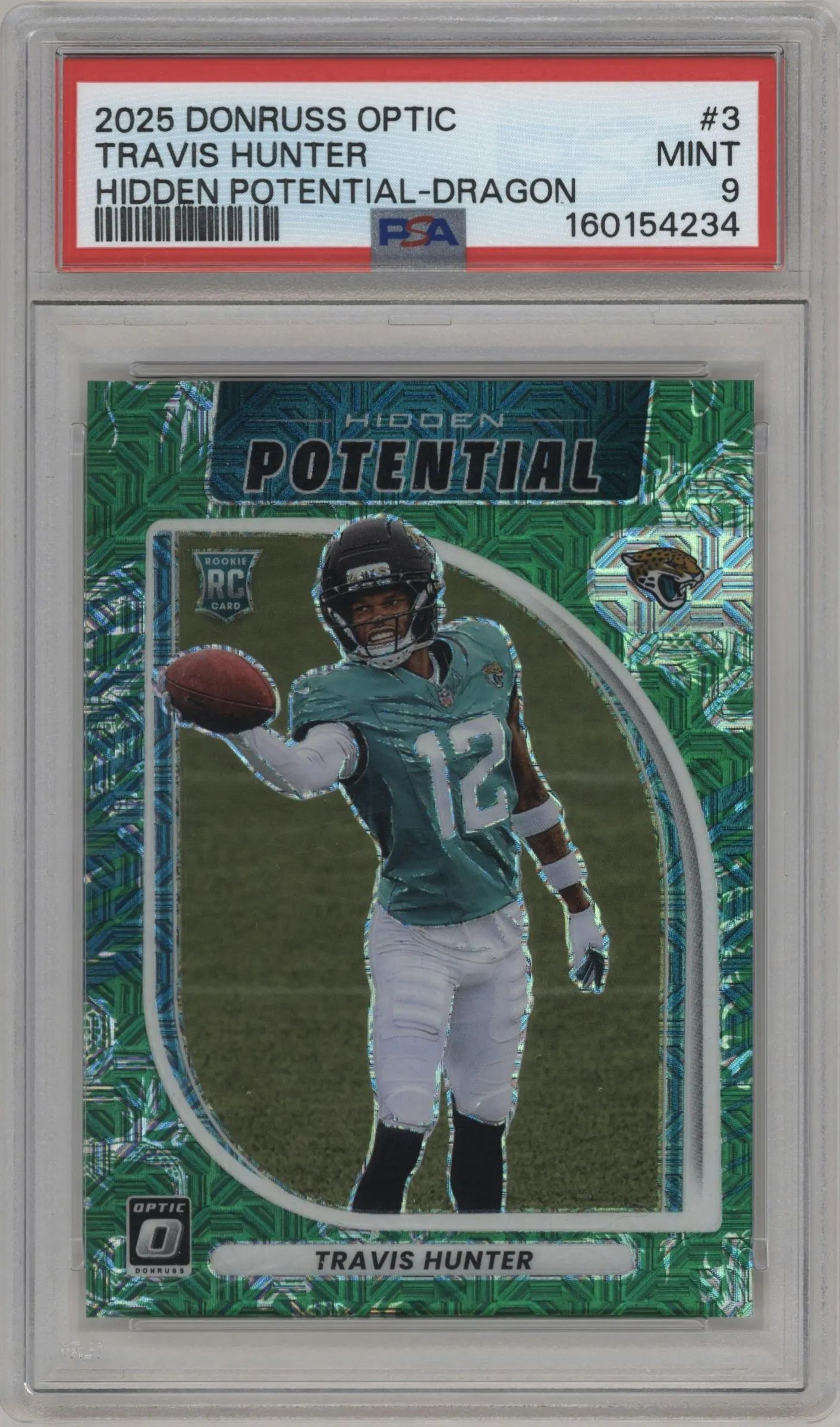 2025 Donruss Optic Hidden Potential Travis Hunter Dragon #3 PSA 9