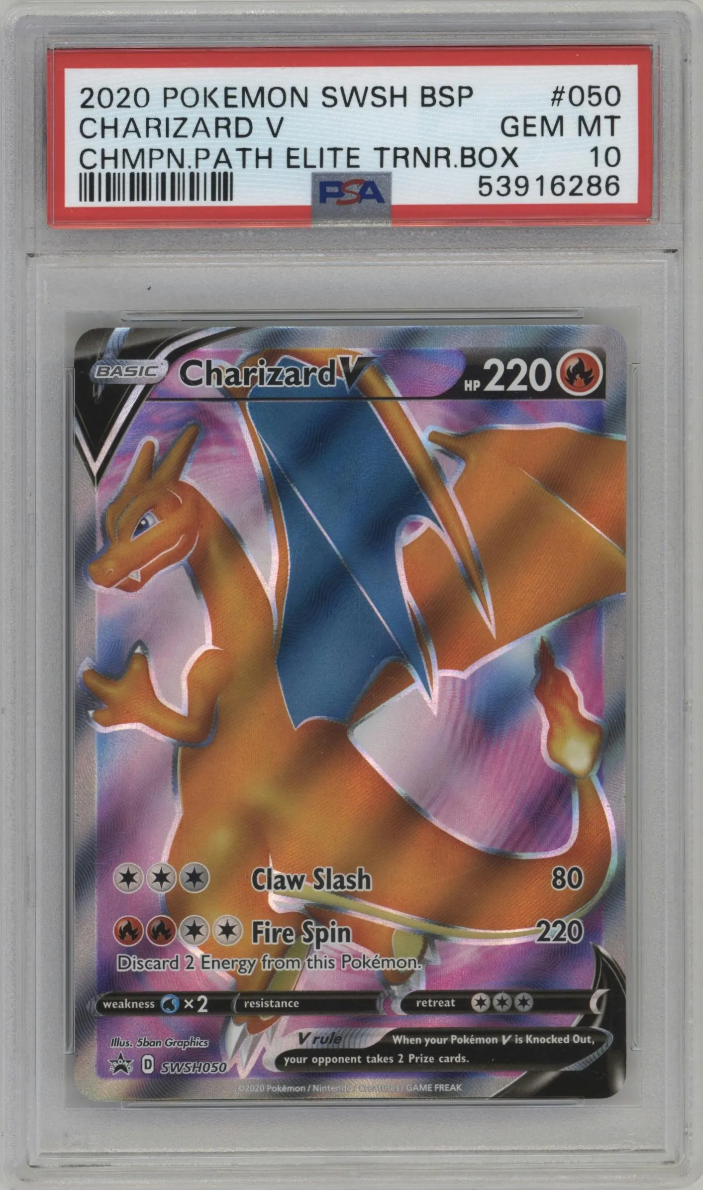 2020 Pokemon SWSH Charizard V Champion's Path ETB #SWSH050 PSA 10