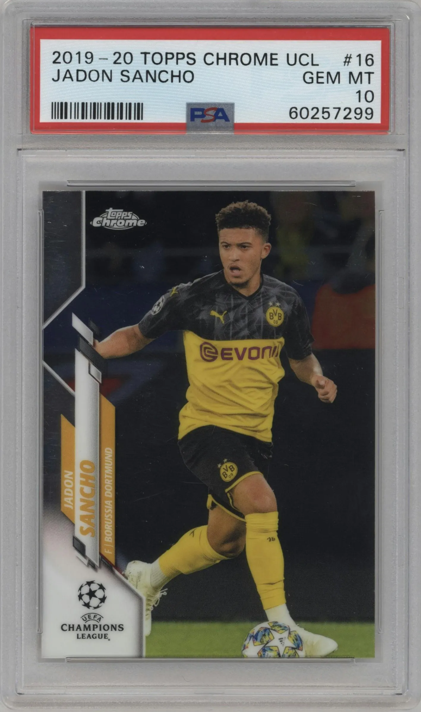 2019 Topps Chrome UEFA Champions League Jadon Sancho #16 PSA 10