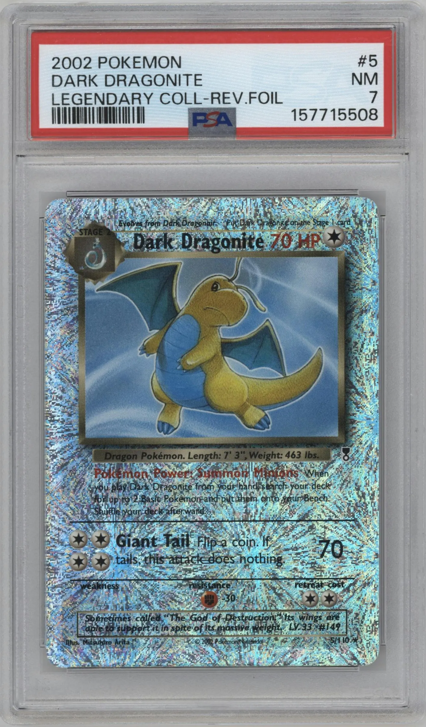 2002 Pokemon Legendary Collection Dark Dragonite #5 PSA 7