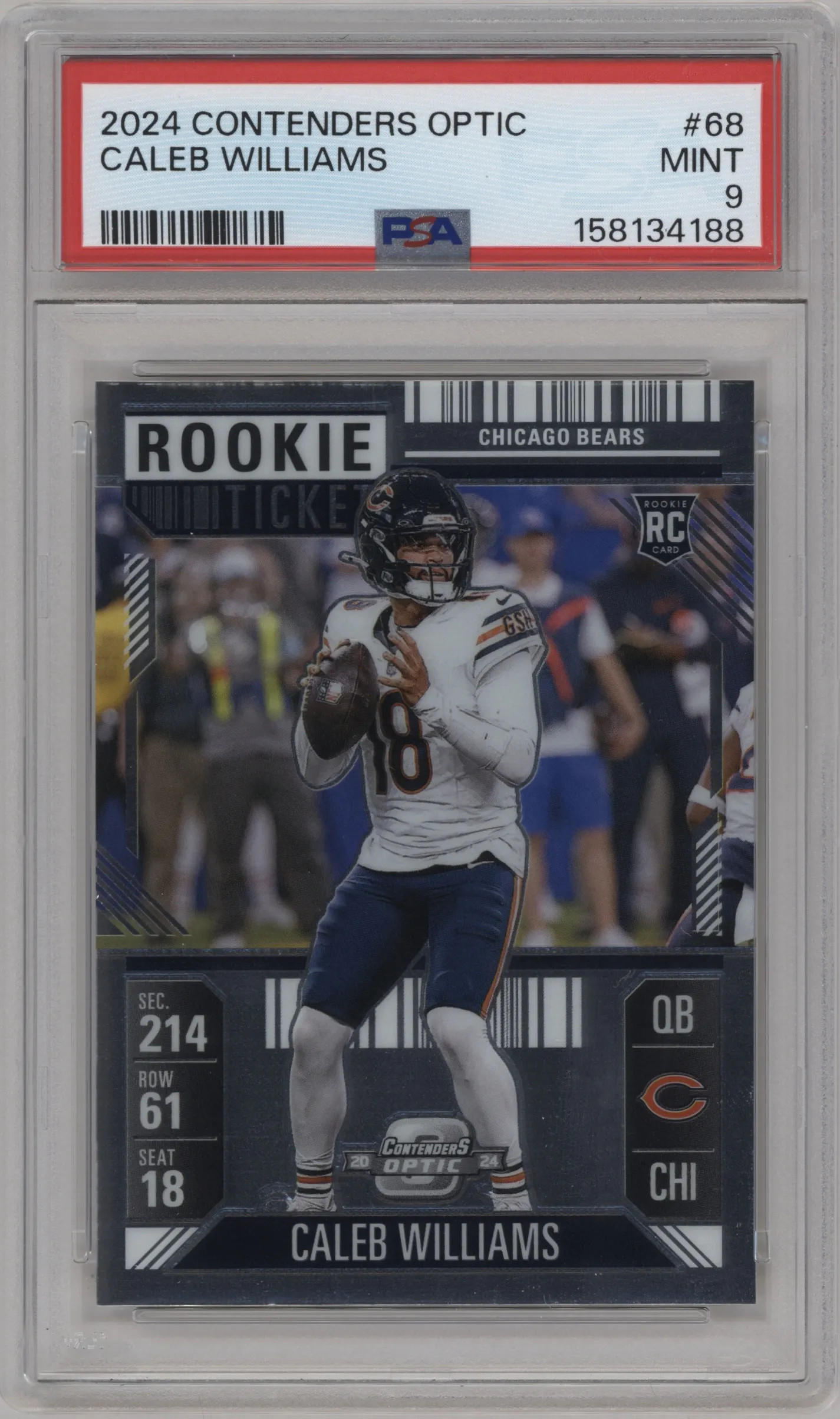 2024 Panini Contenders Optic Rke.Tkt Caleb Williams #68 PSA 9