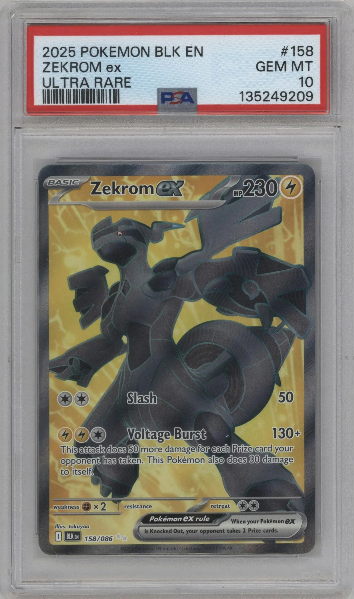 2025 Pokemon SV Black Bolt Zekrom ex #158 PSA 10