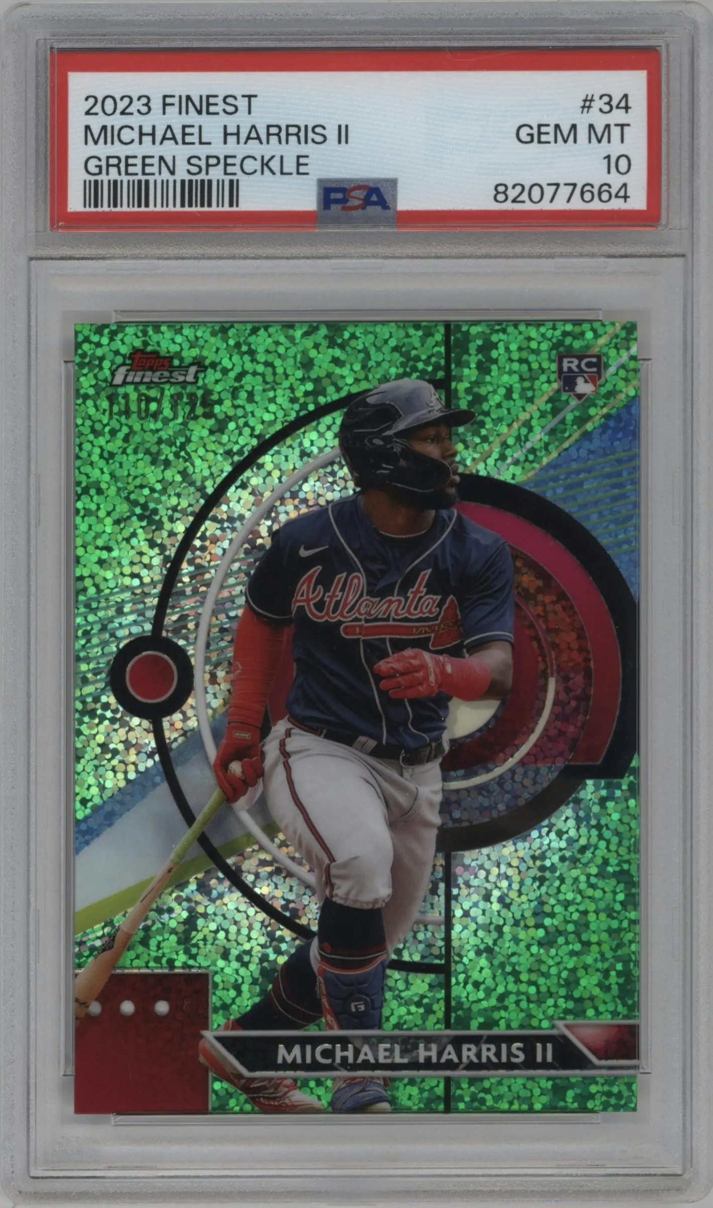 2023 Topps Finest Michael Harris II Green Speckle Refractor #34 PSA 10