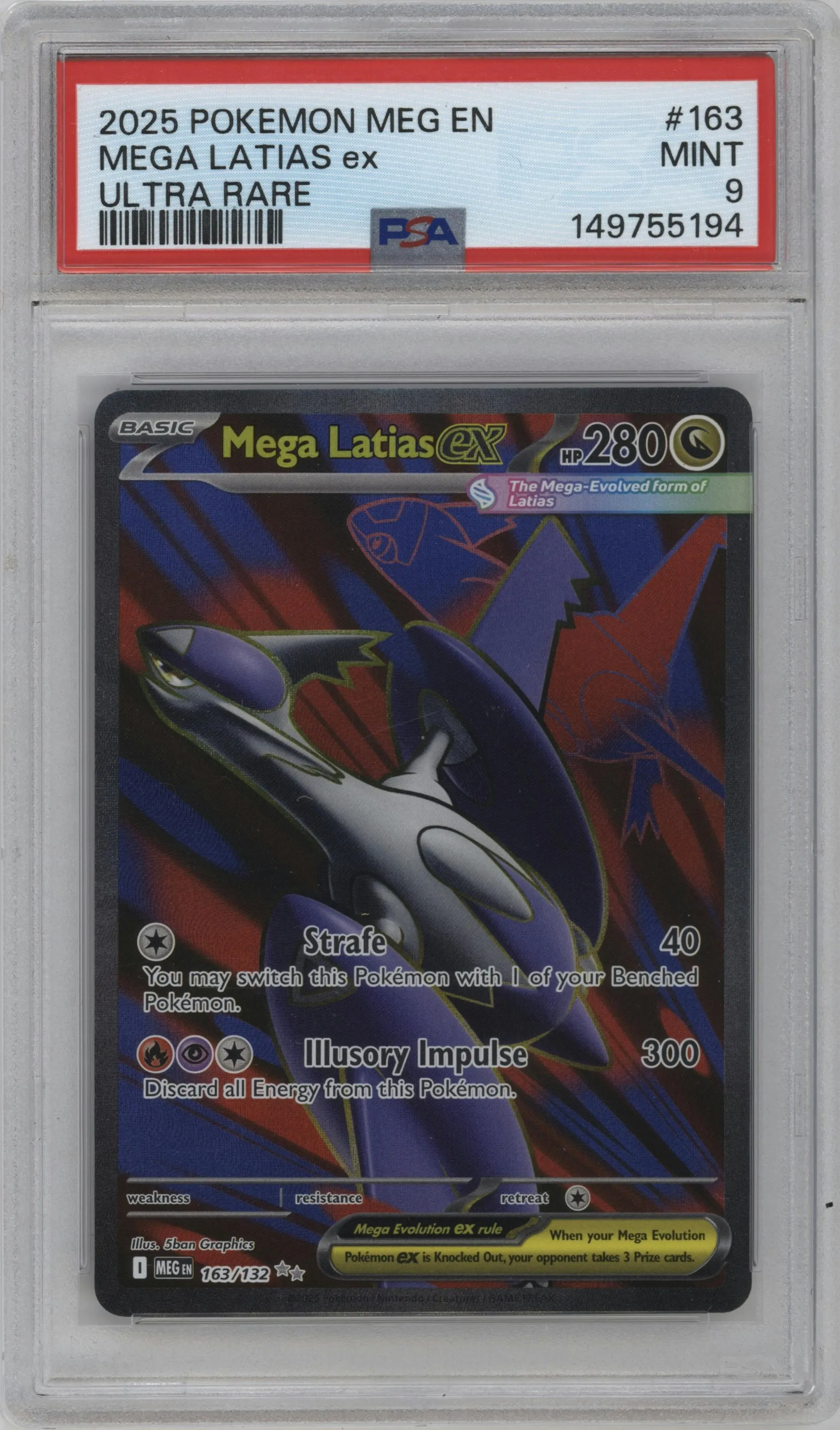 2025 Pokemon Mega Evolution Mega Latias ex #163 PSA 9