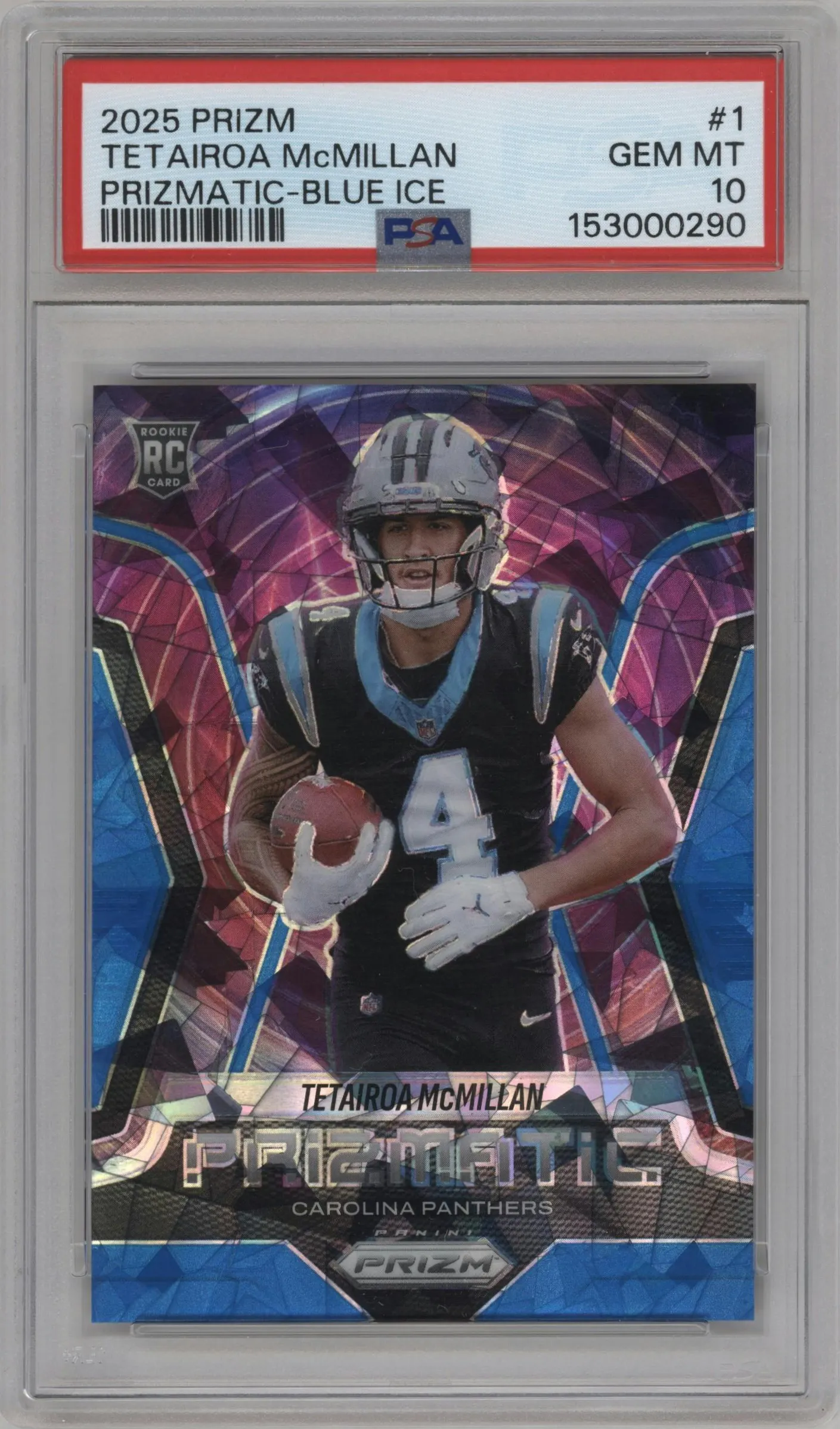 2025 Panini Prizm Prizmatic Tetairoa McMillan Blue Ice #1 PSA 10