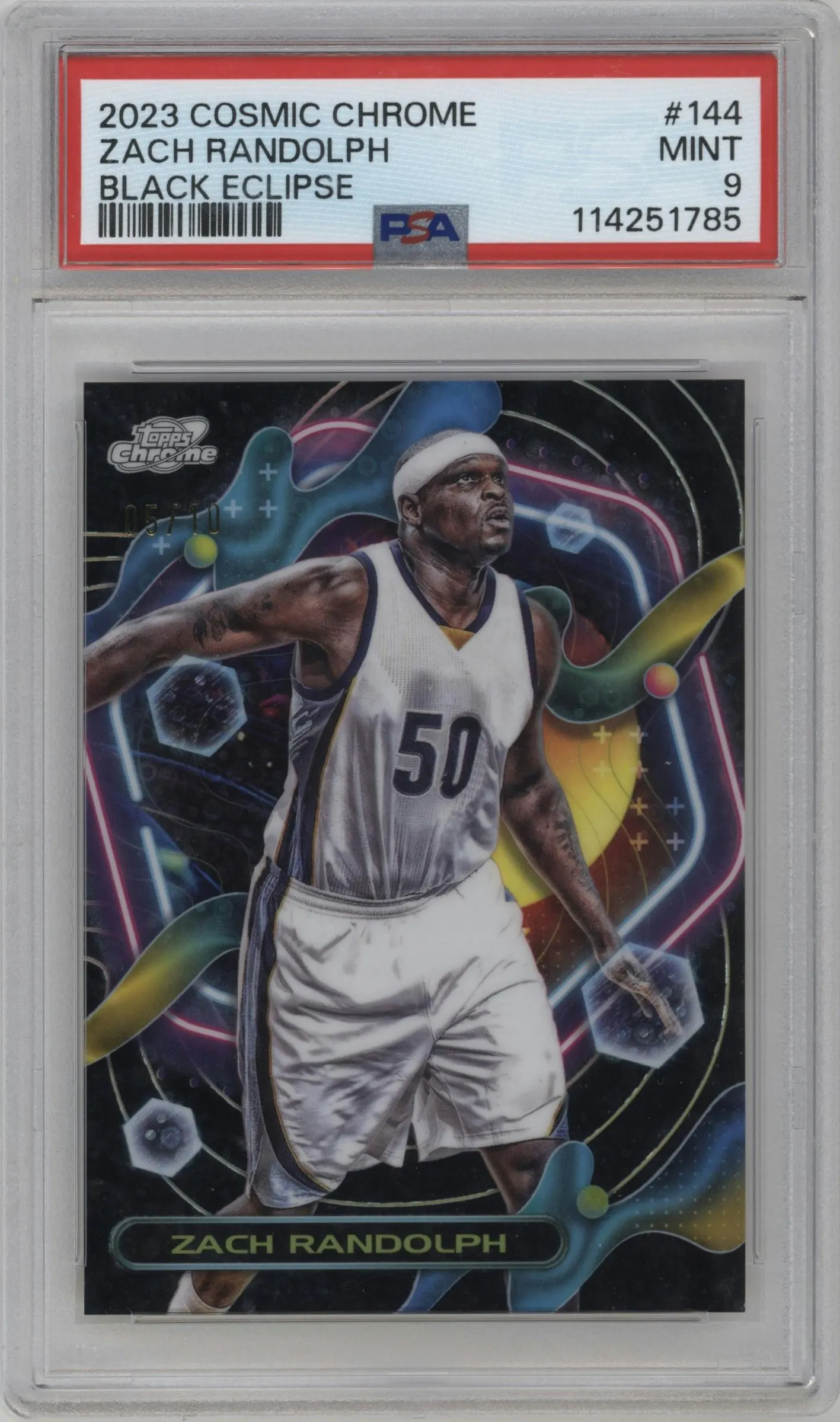 2023 Topps Chrome Cosmic Zach Randolph Black Eclipse Refractor #144 PSA 9