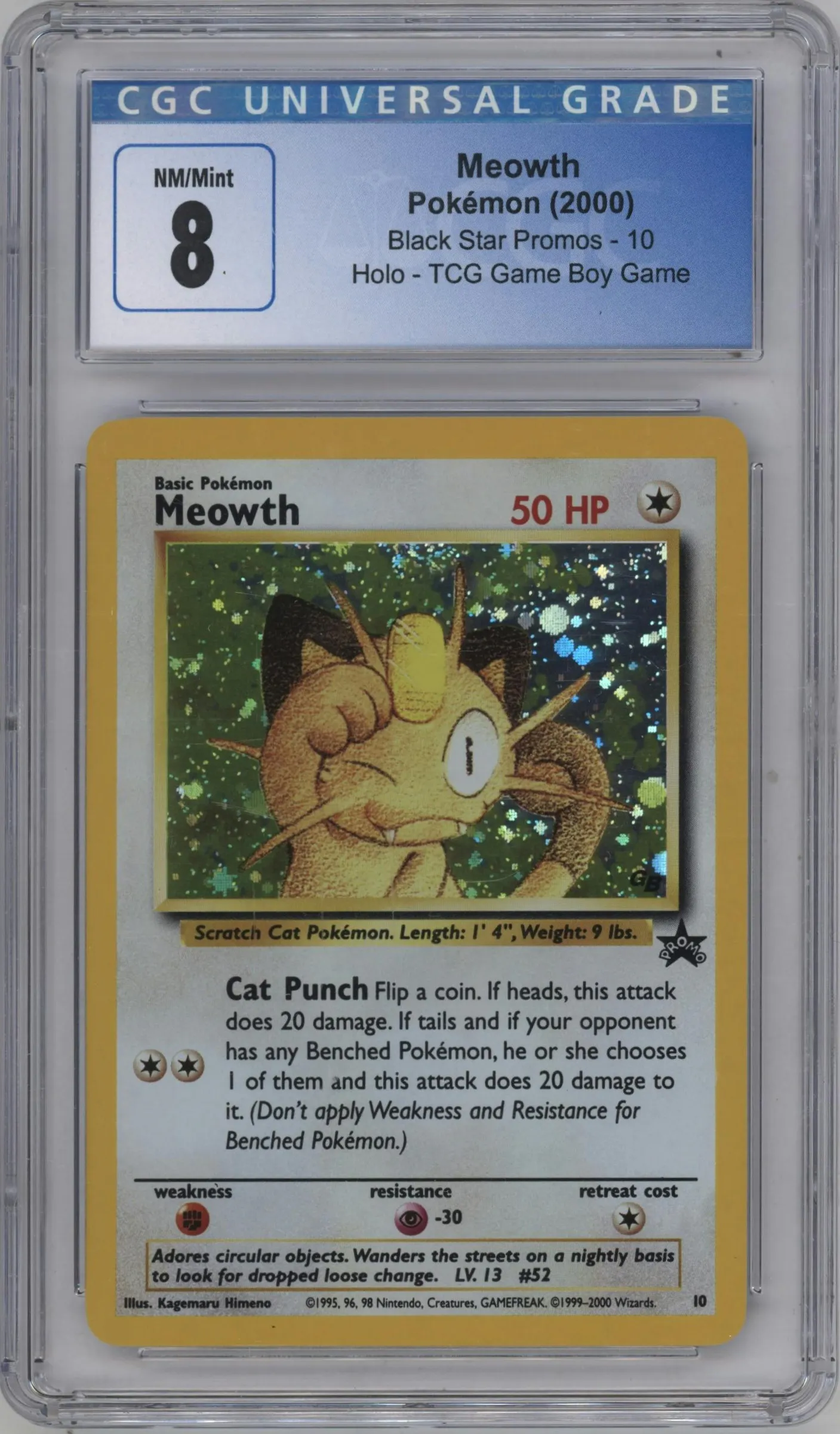 2000 Pokemon PKMN League Meowth #10 CGC 8