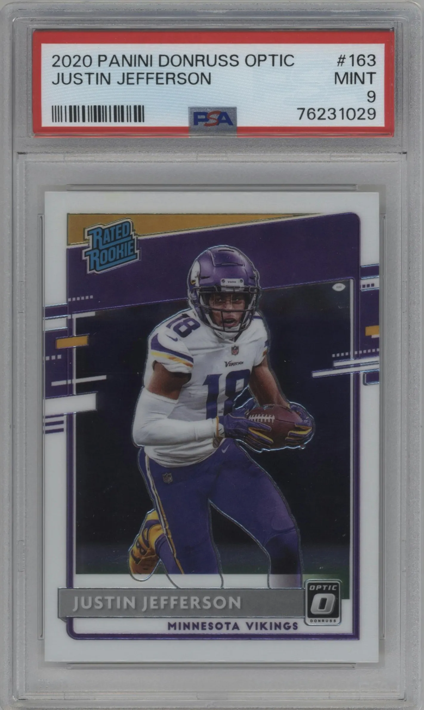 2020 Panini Donruss Optic Rated Rookie Justin Jefferson #163 PSA 9